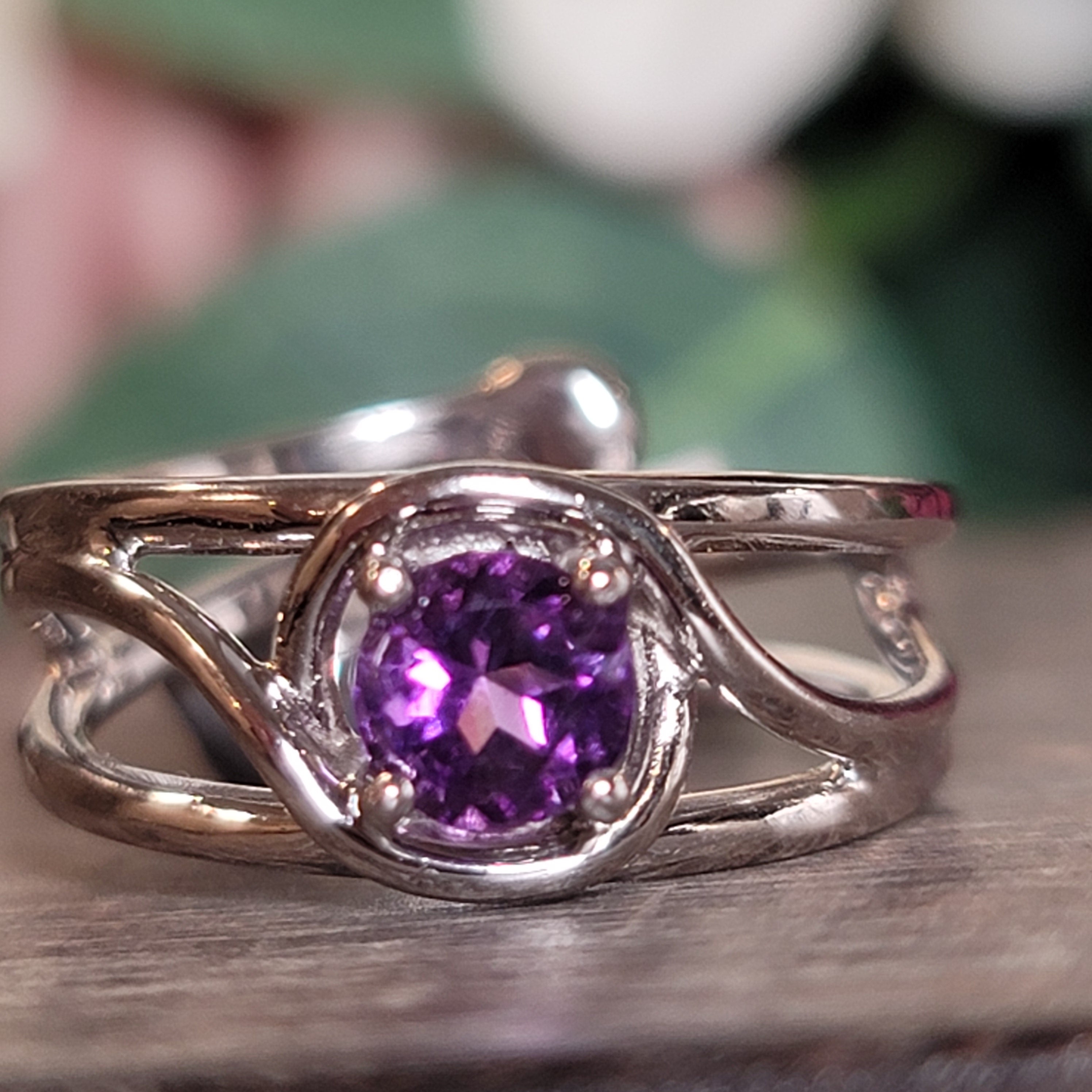 Amethyst Midi Cuff Ring .925 Silver for Enhancing Intuition & Connection with Divine