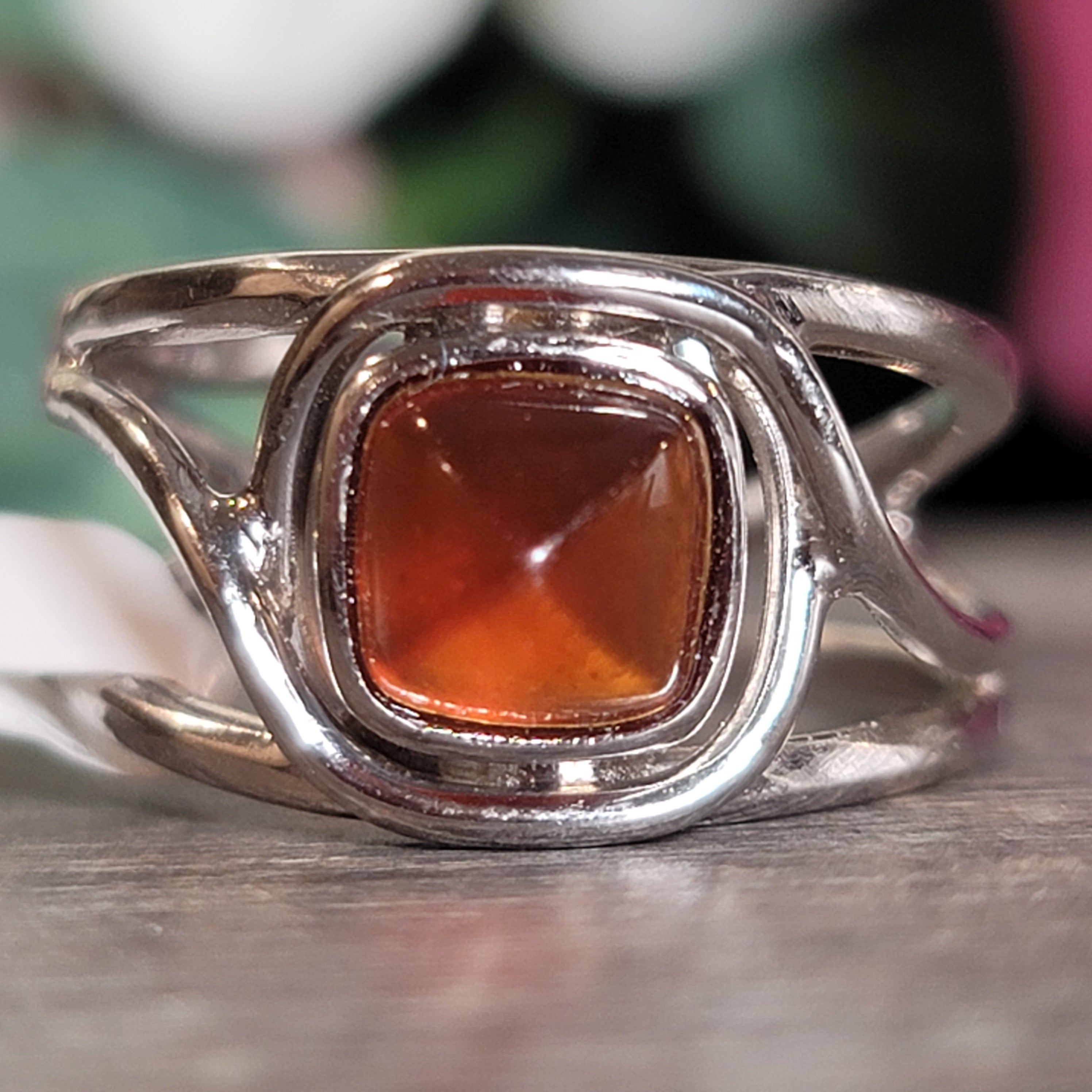 Hessonite Garnet Midi Cuff Ring in .925 Silver for Manifesting Love and Success in your Career, Protection and Wealth