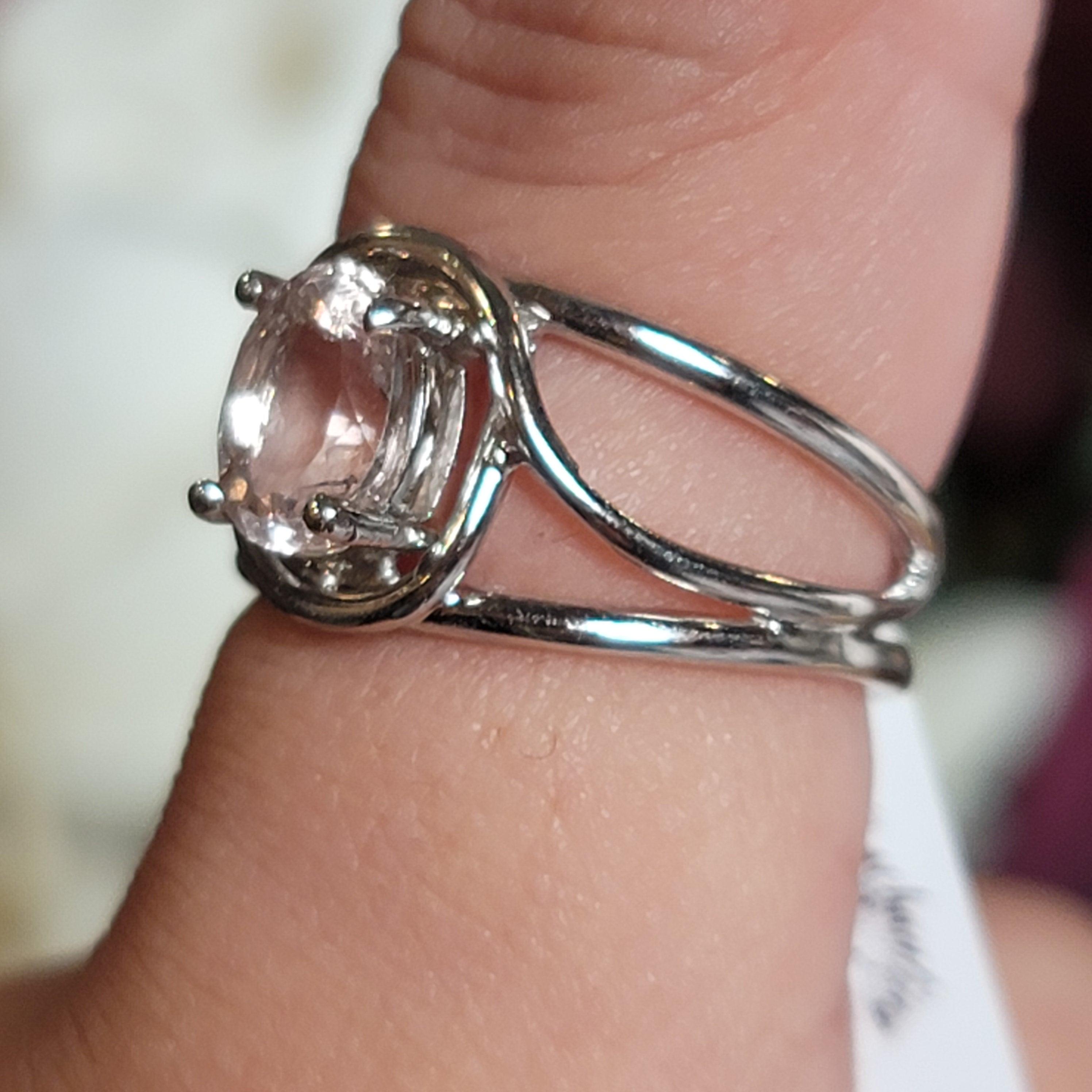 Morganite Midi Cuff Ring .925 Silver for Abundance of Joy and Love