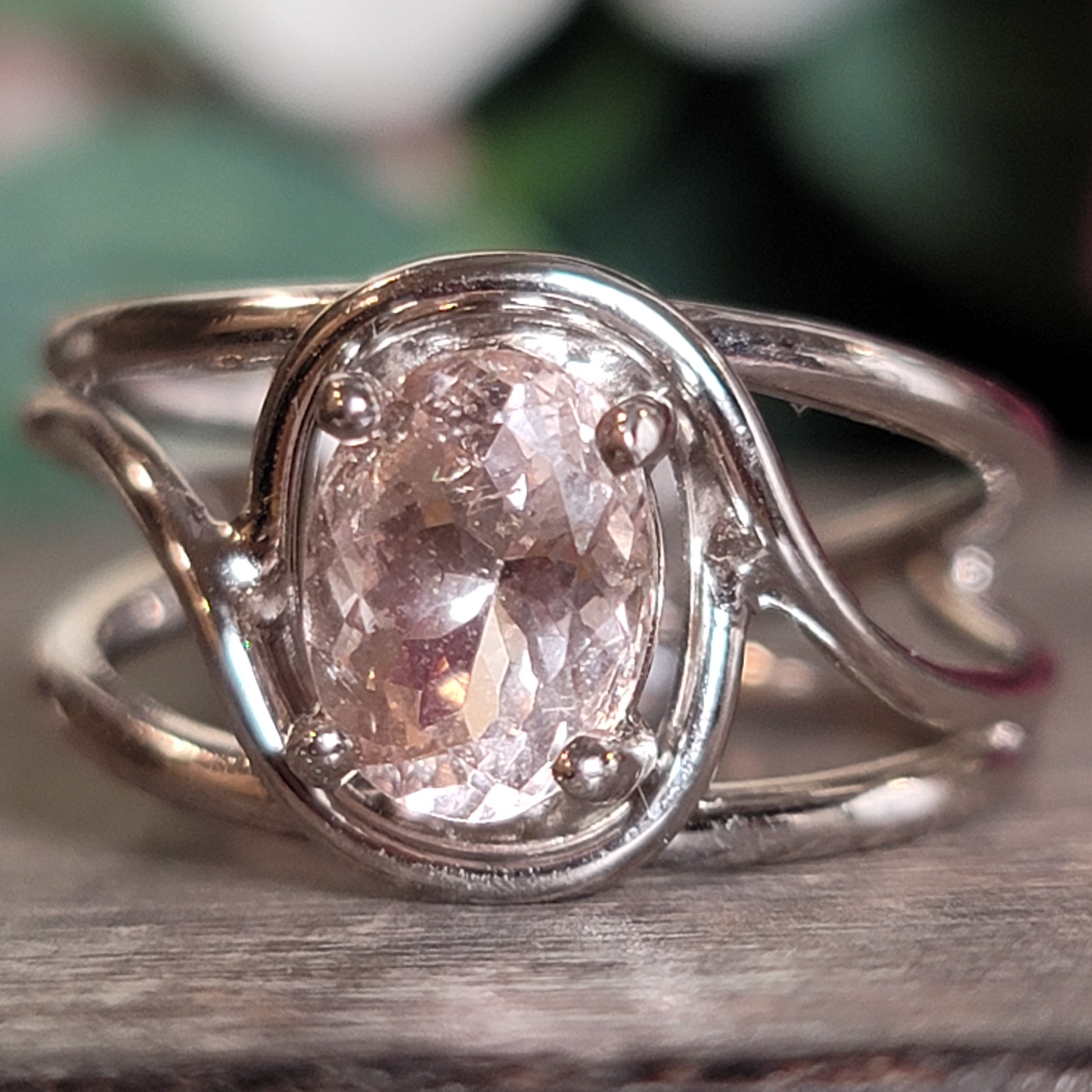 Morganite Midi Cuff Ring .925 Silver for Abundance of Joy and Love