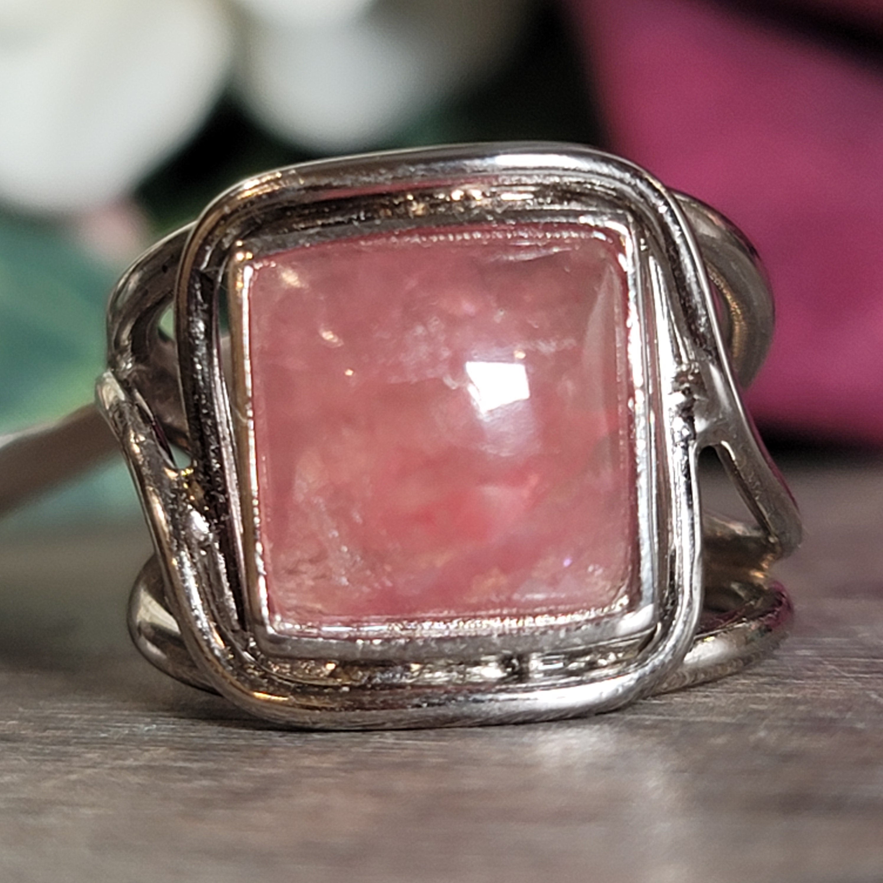 Rhodochrosite Midi Cuff Ring .925 Silver for Emotional and Trauma Healing