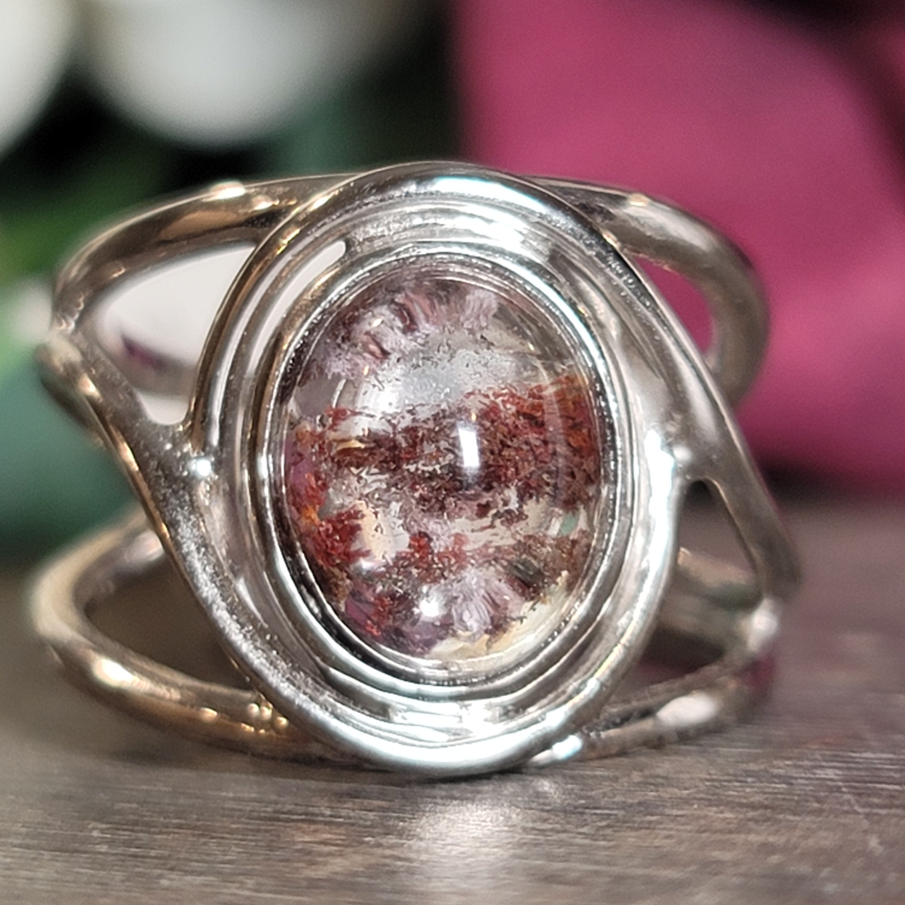 Garden Quartz Midi Cuff Ring .925 Sterling Silver for Insight, Meditation & Shamanic Journey