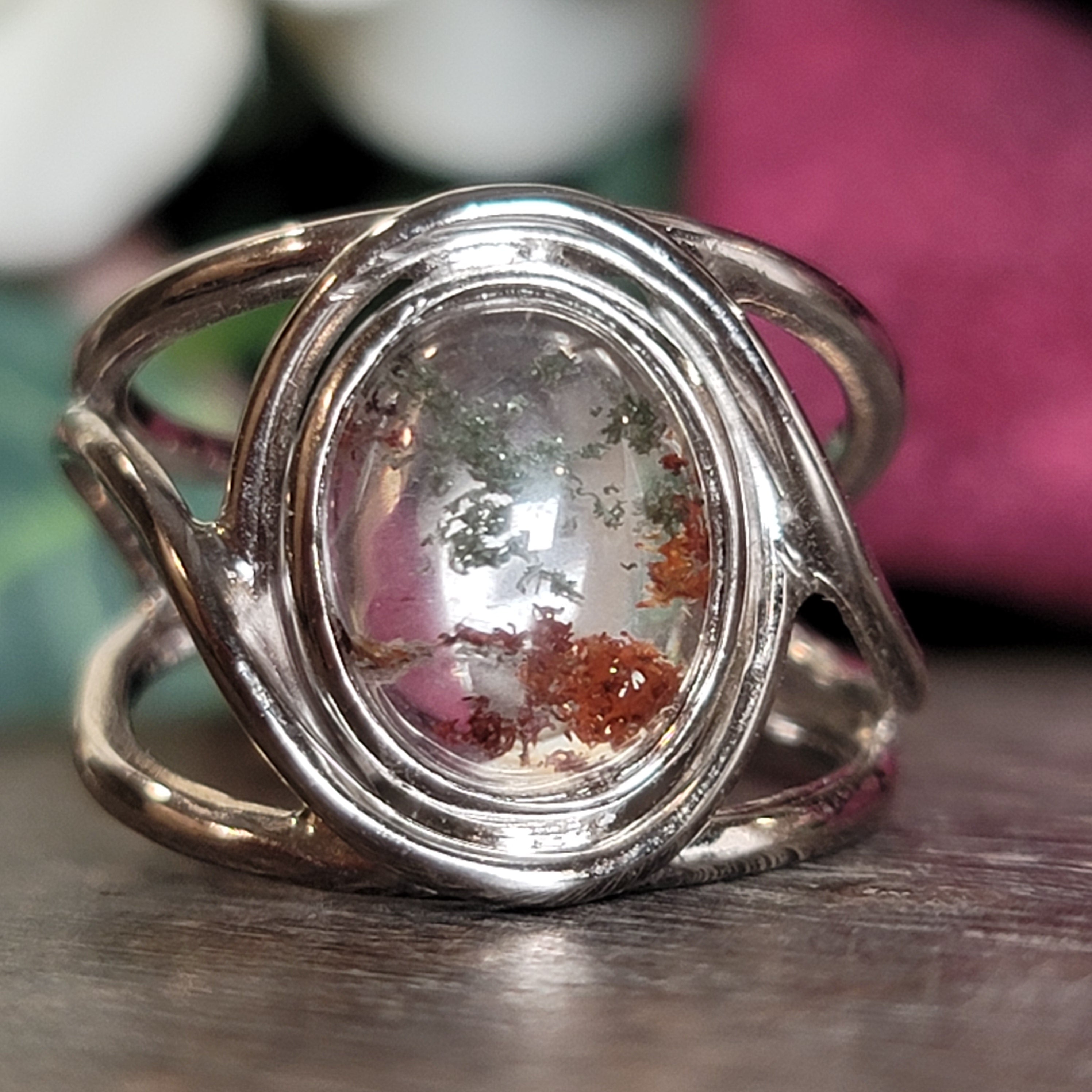 Garden Quartz Midi Cuff Ring .925 Sterling Silver for Insight, Meditation & Shamanic Journey