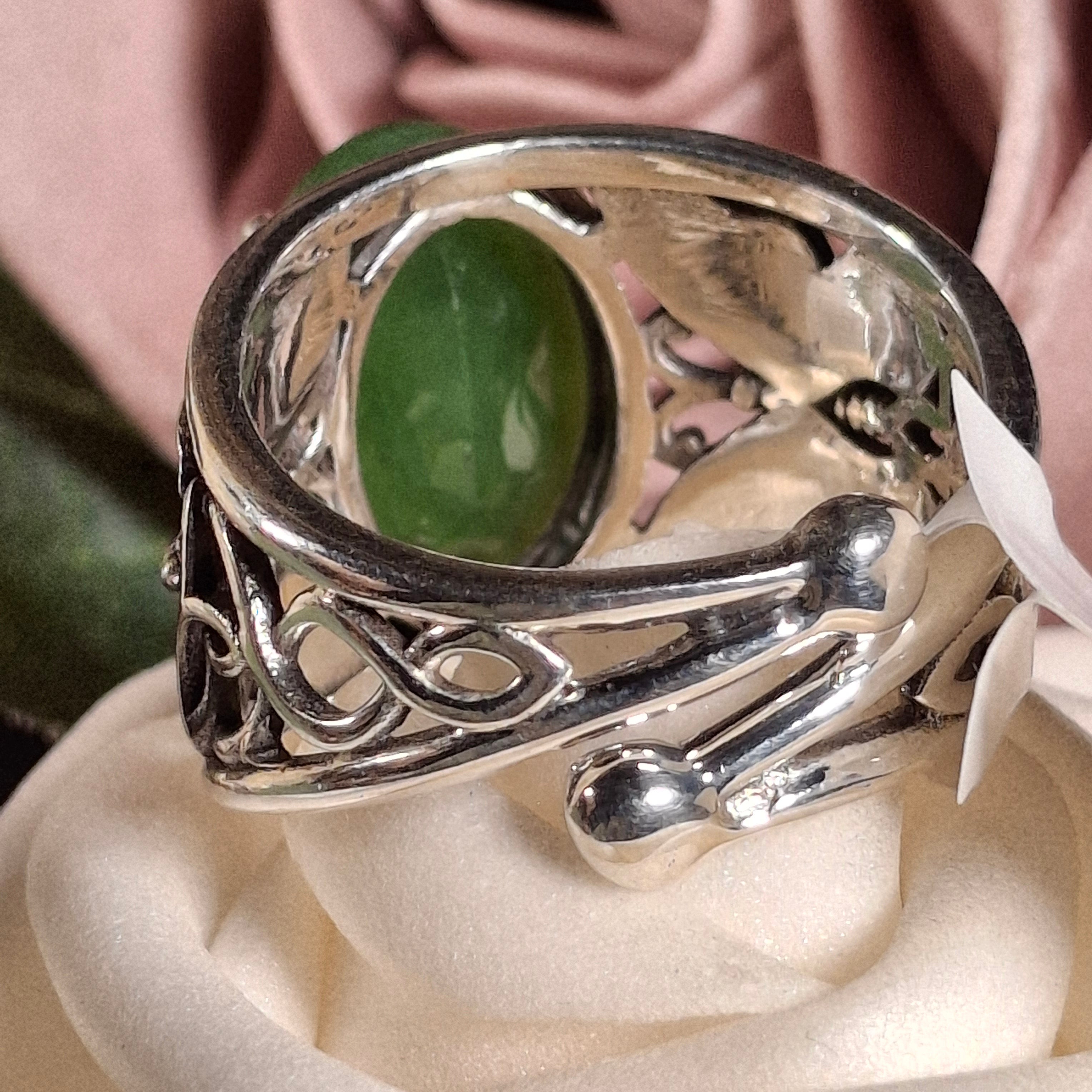 Jade Butterfly Finger Cuff Ring .925 Silver for Abundance, Good Luck, Joy and Protection