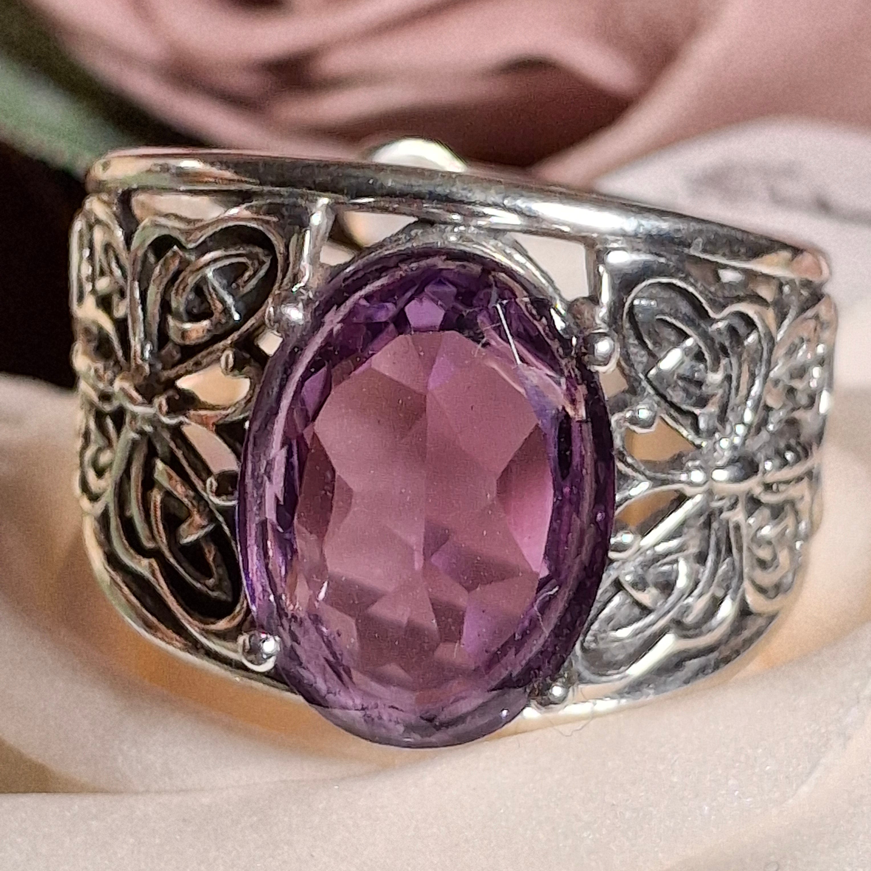 Amethyst Butterfly Finger Cuff Ring .925 Silver for Enhancing your Intuitive Gifts