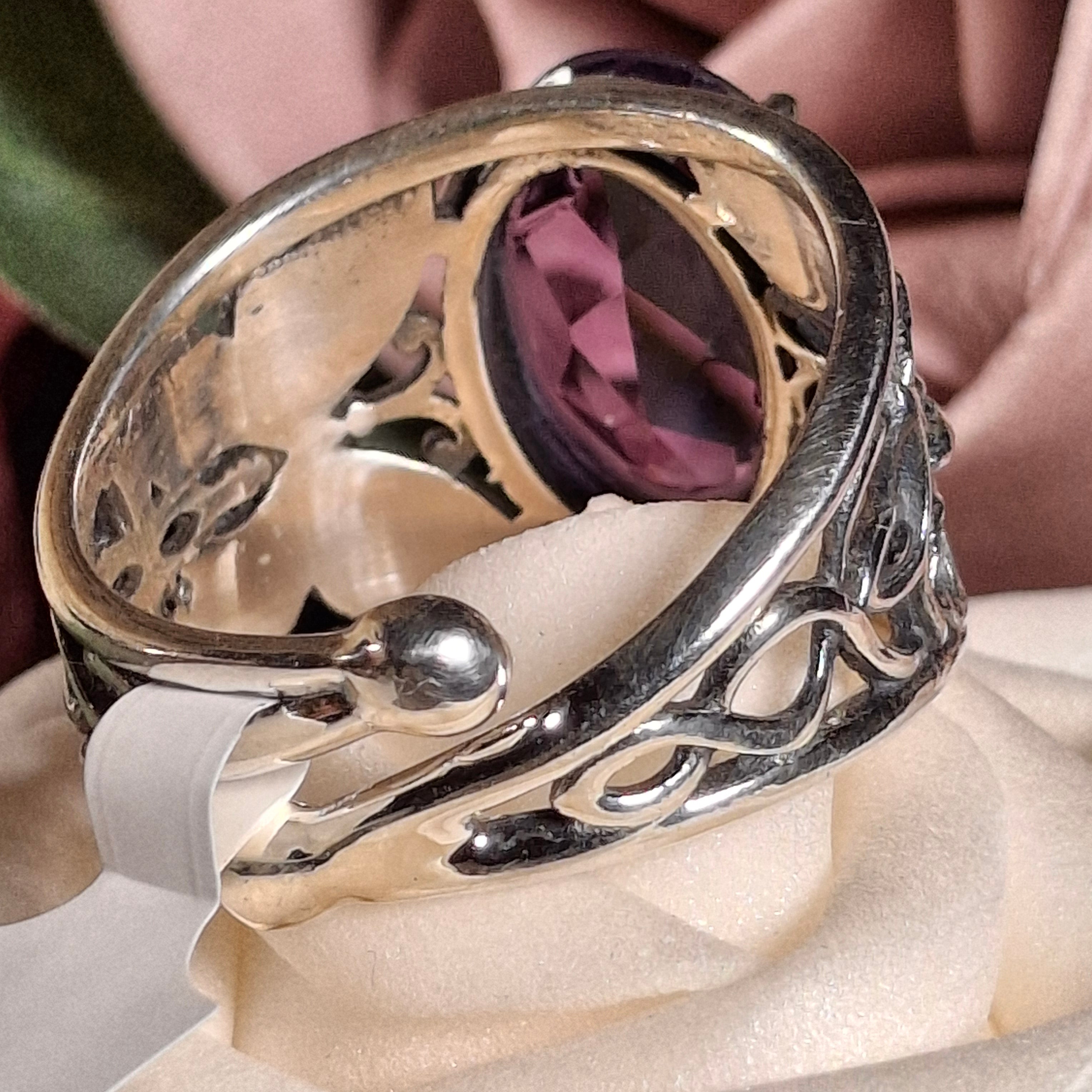 Amethyst Butterfly Finger Cuff Ring .925 Silver for Enhancing your Intuitive Gifts