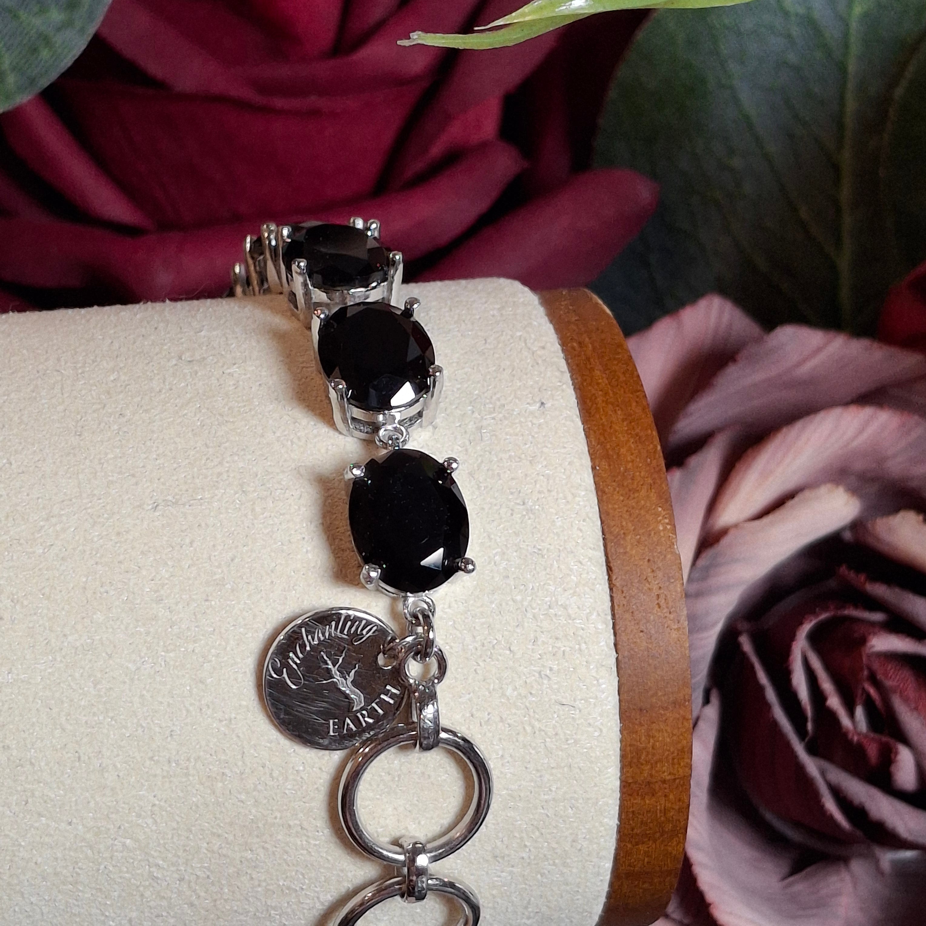 Enchanting Gems Black Spinel Faceted Bracelet .925 Silver for Energy, Healthy Relationships & Inspiration