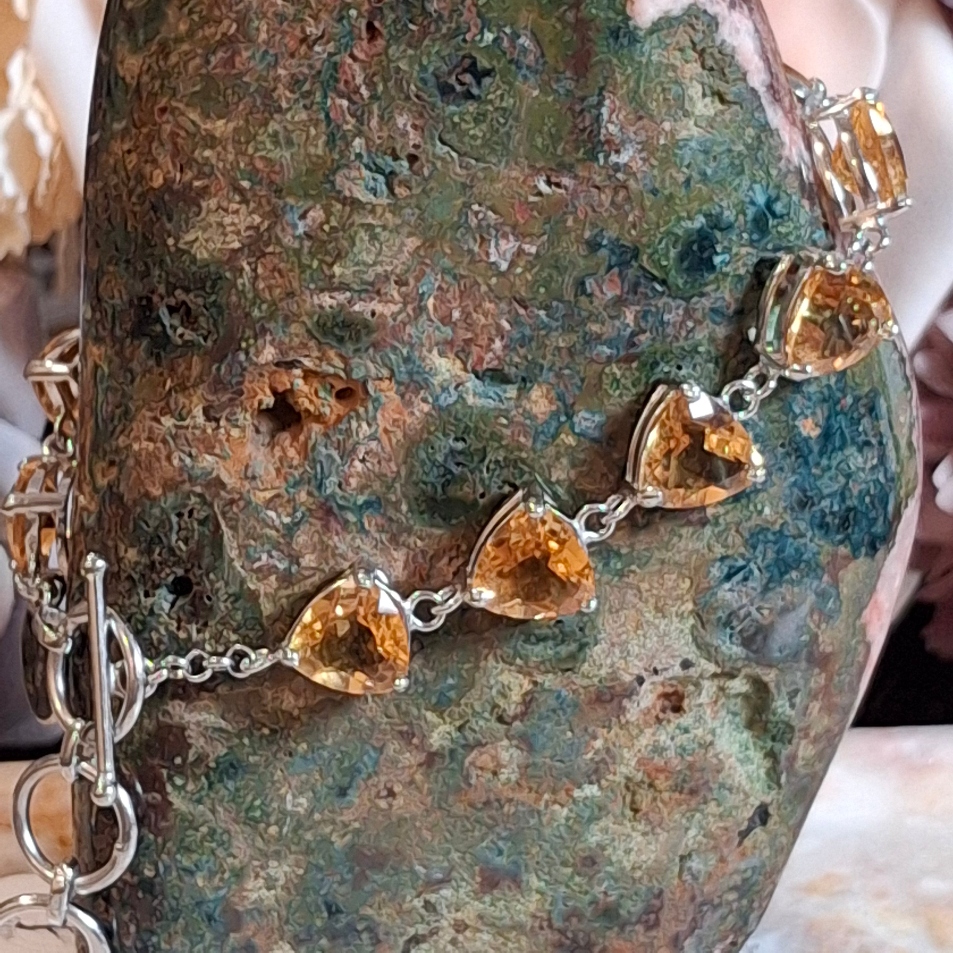 Enchanting Gems Citrine Faceted Bracelet .925 Silver for Abundance, Good Luck and Positivity