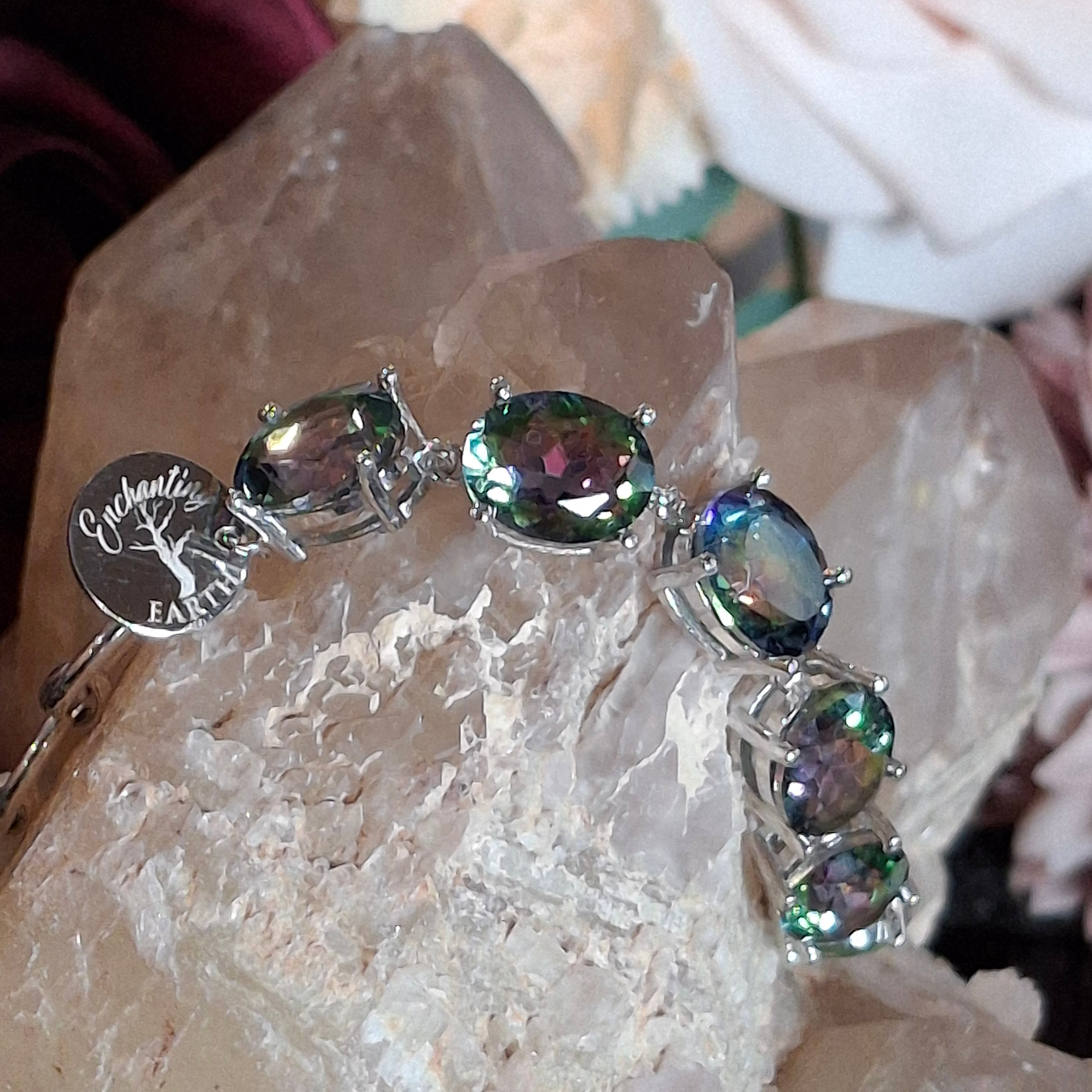 Enchanting Gems Mystic Topaz Faceted Bracelet .925 Silver for Overall Health & Healing of the Body