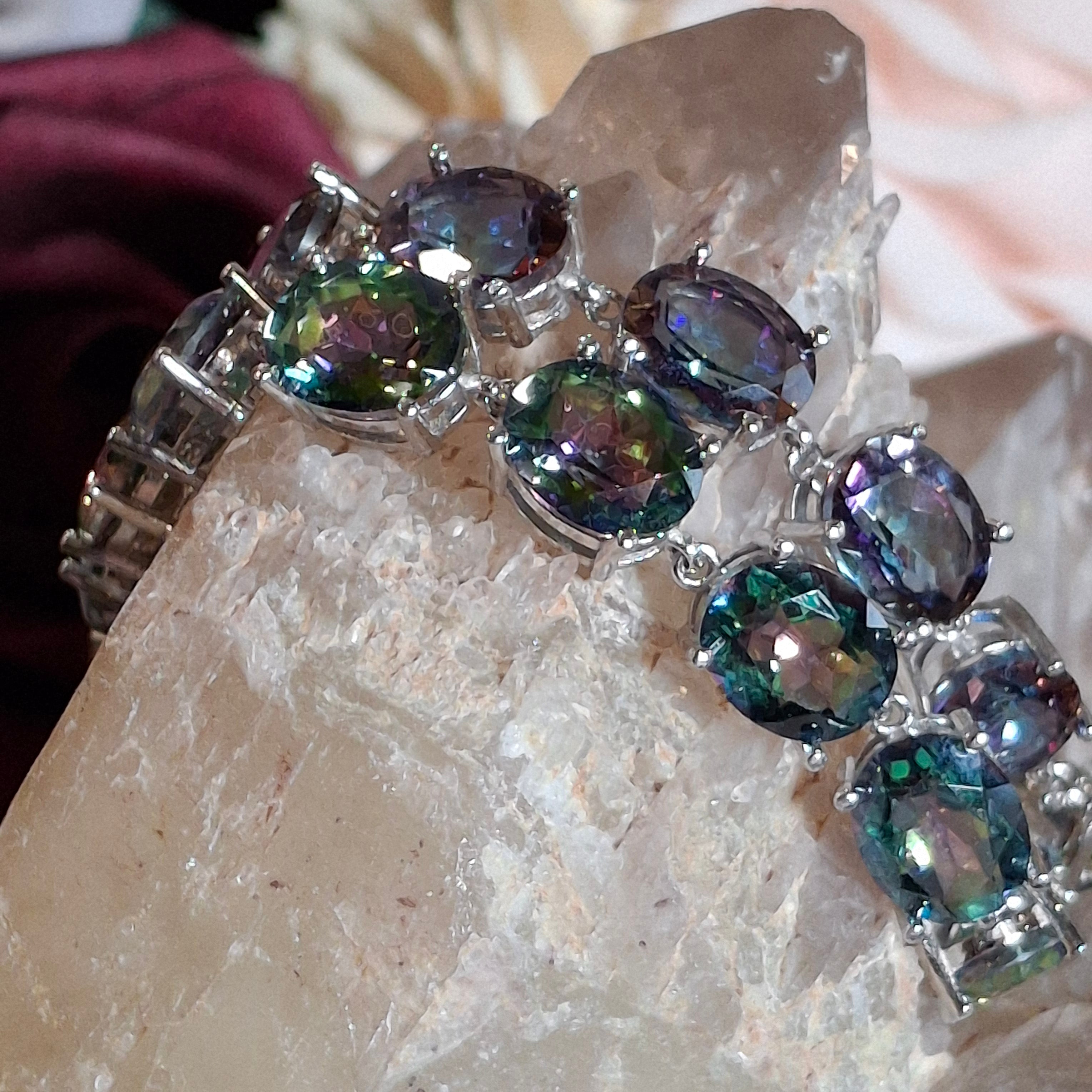 Enchanting Gems Mystic Topaz Faceted Bracelet .925 Silver for Overall Health & Healing of the Body