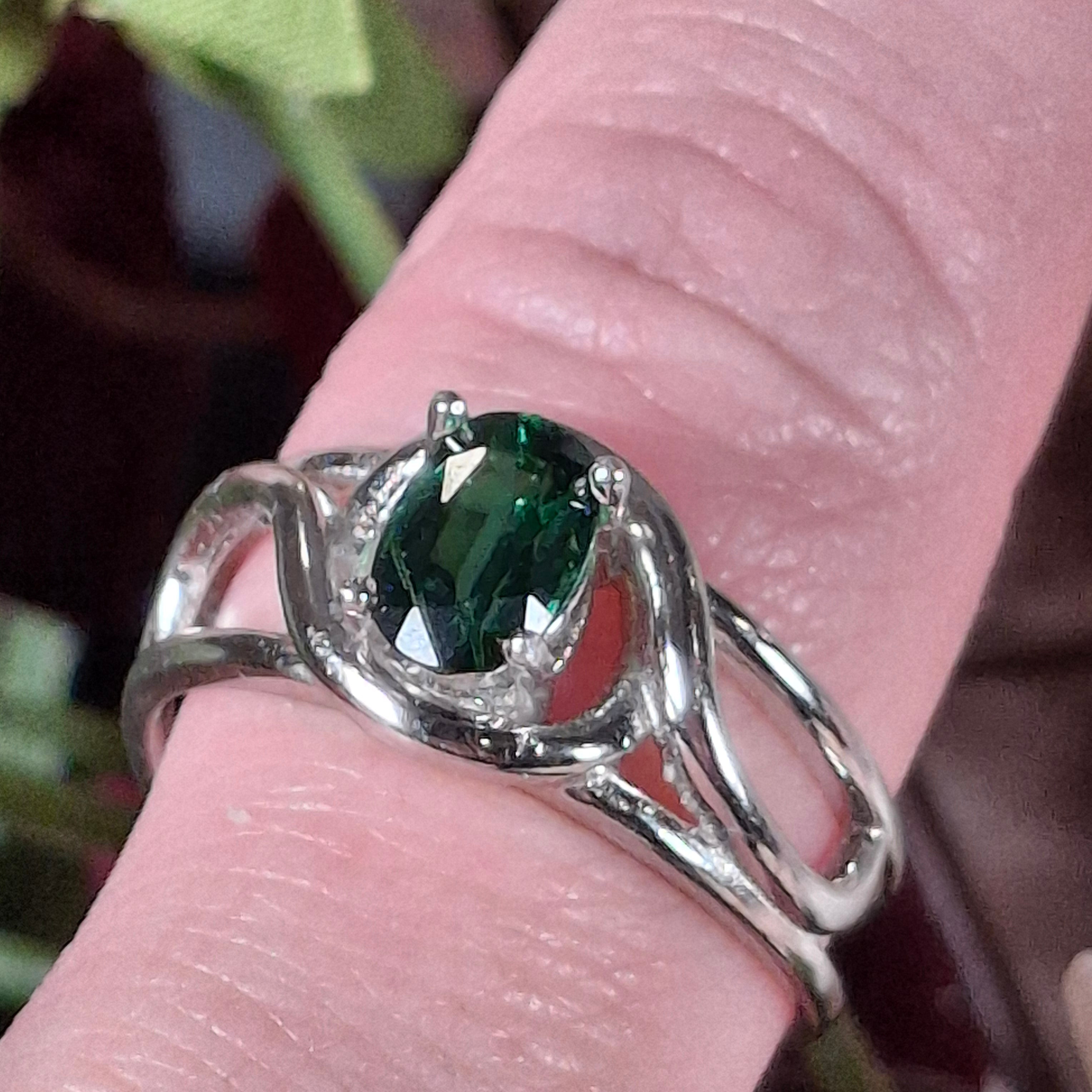 Tsavorite Garnet Finger Cuff Adjustable Ring .925 Silver for Emotional Balance, Joy and Prosperity