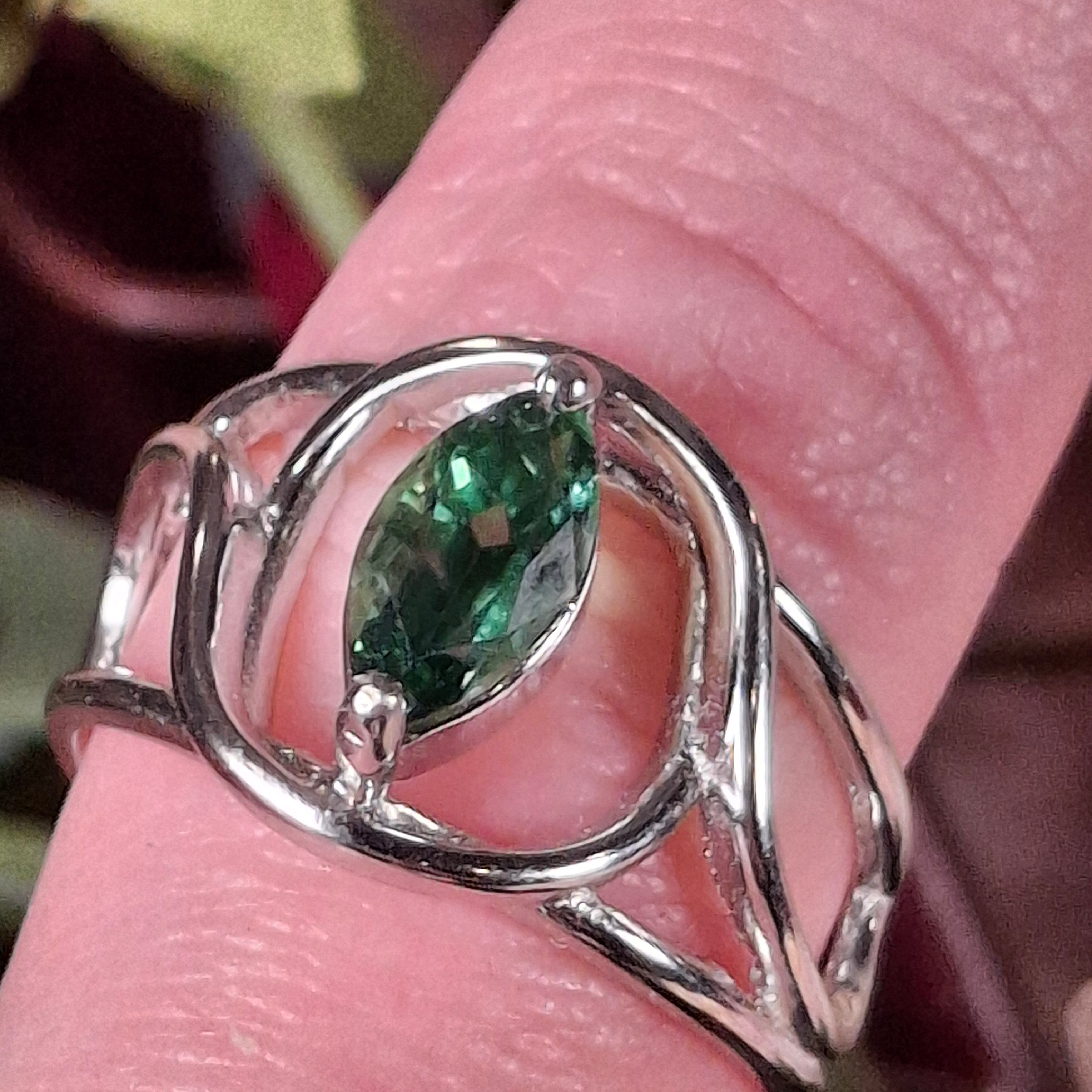 Tsavorite Garnet Finger Cuff Adjustable Ring .925 Silver for Emotional Balance, Joy and Prosperity