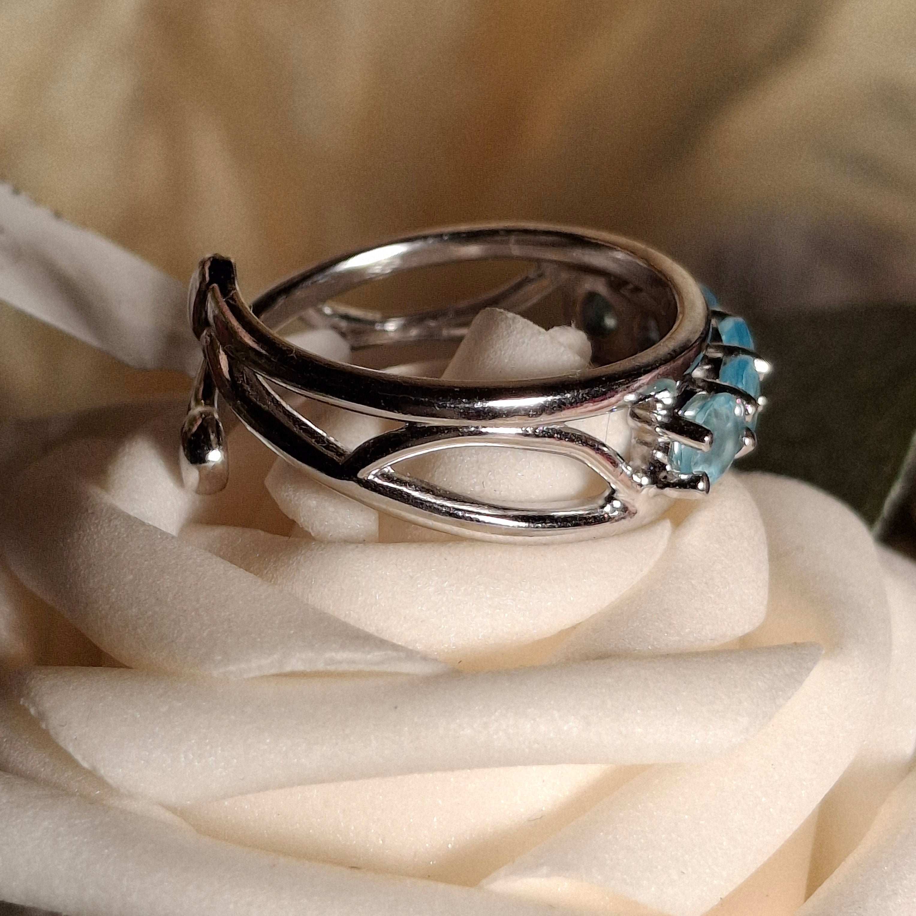 Blue Apatite Stacker Cuff Ring .925 Sterling Silver for Overall Health and Wellness