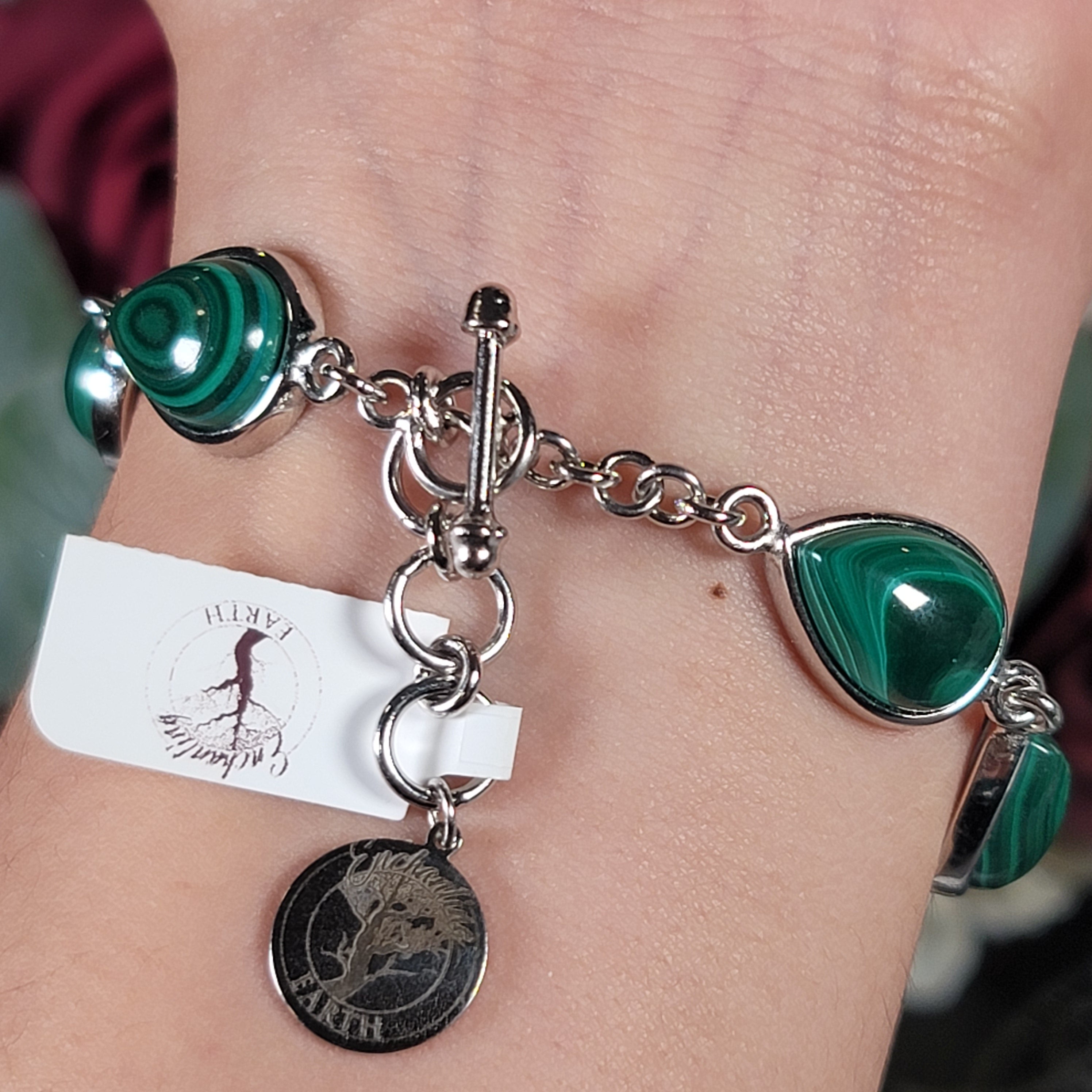 Malachite Bracelet .925 Silver for Abundance, Protection and Transformation