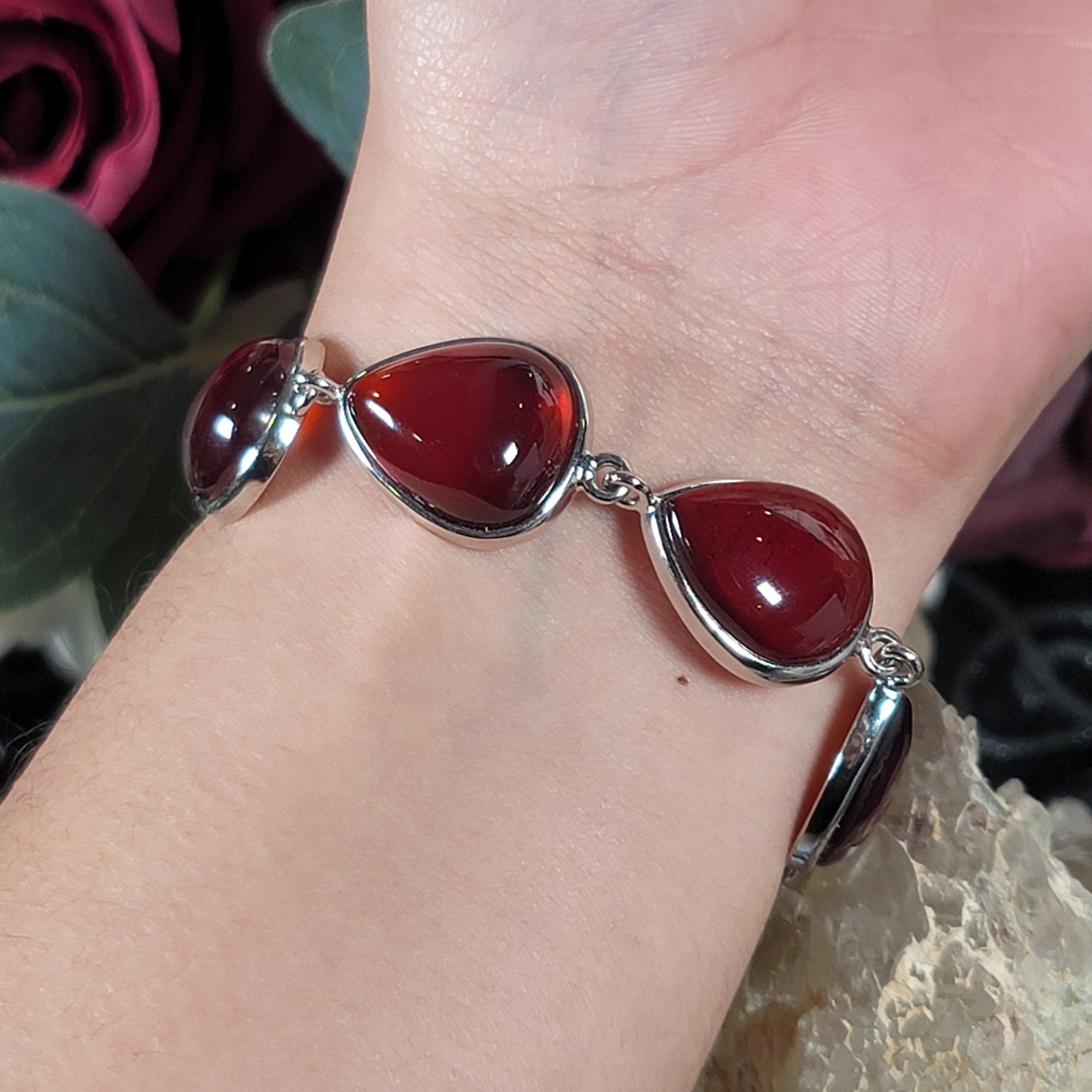 Hessonite Garnet Bracelet .925 Silver for Successful Business and Wealth