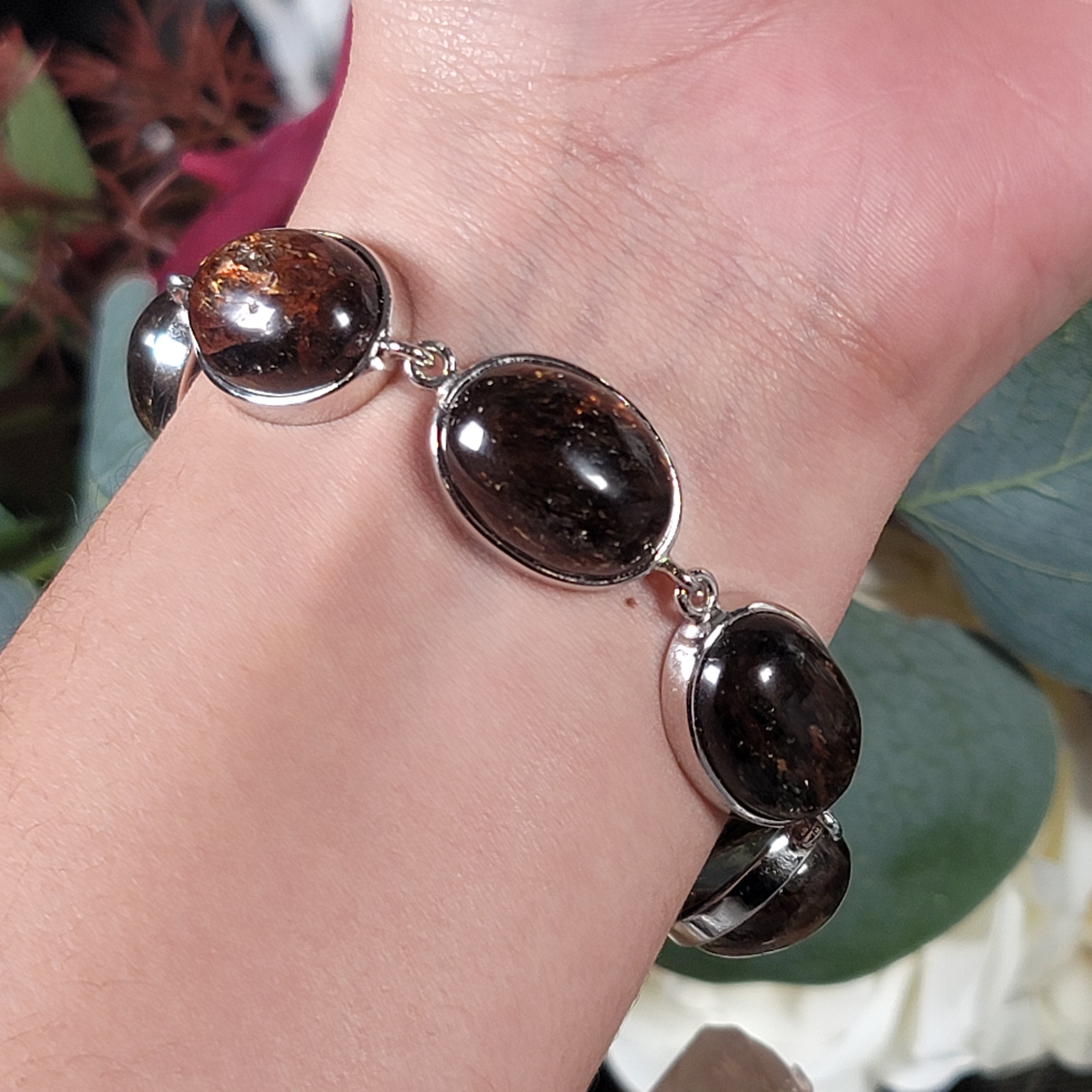 Smoky Quartz with Rutile Bracelet .925 Silver for Amplifying Manifestations, Protection and Purification