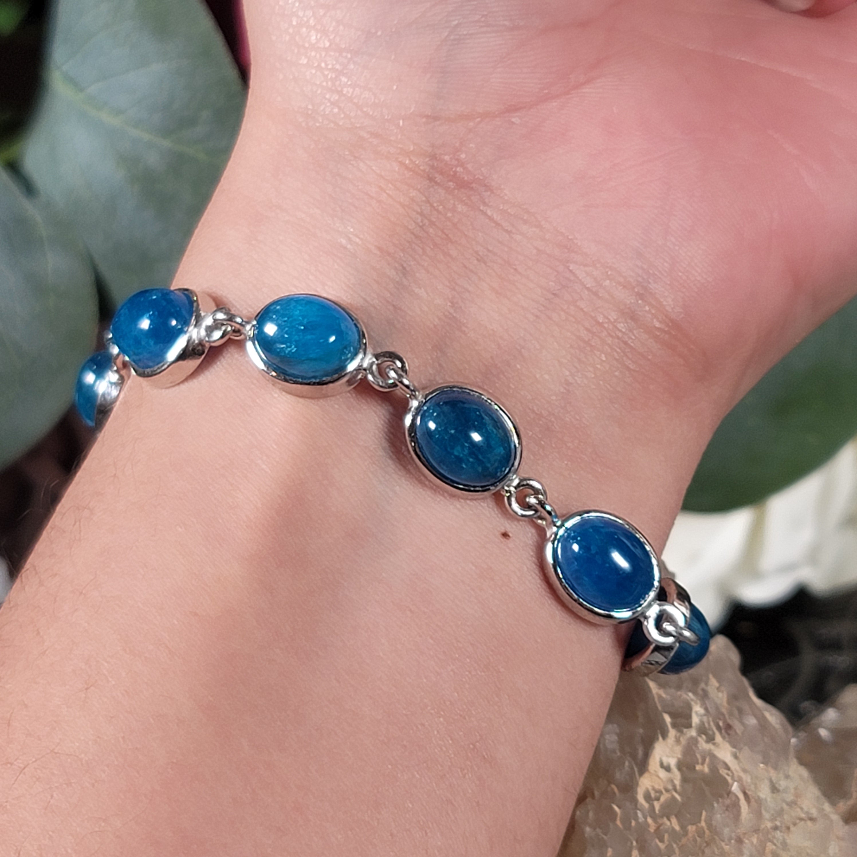 Blue Apatite Bracelet .925 Silver for Connection, Healthy Weight Loss and Overall Wellness