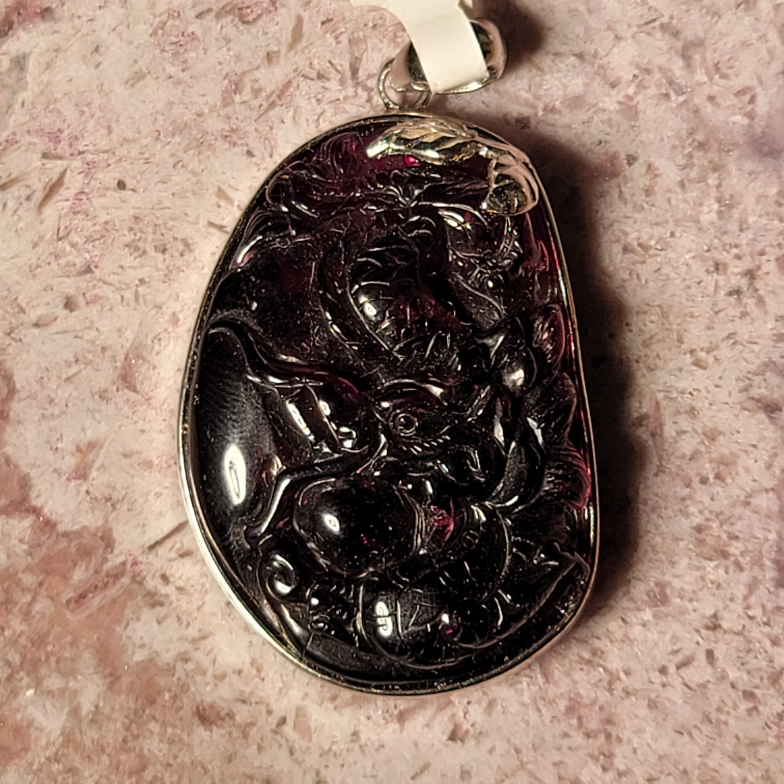 Rhodolite Garnet Dragon Pendant for Grounding, Health and Strength