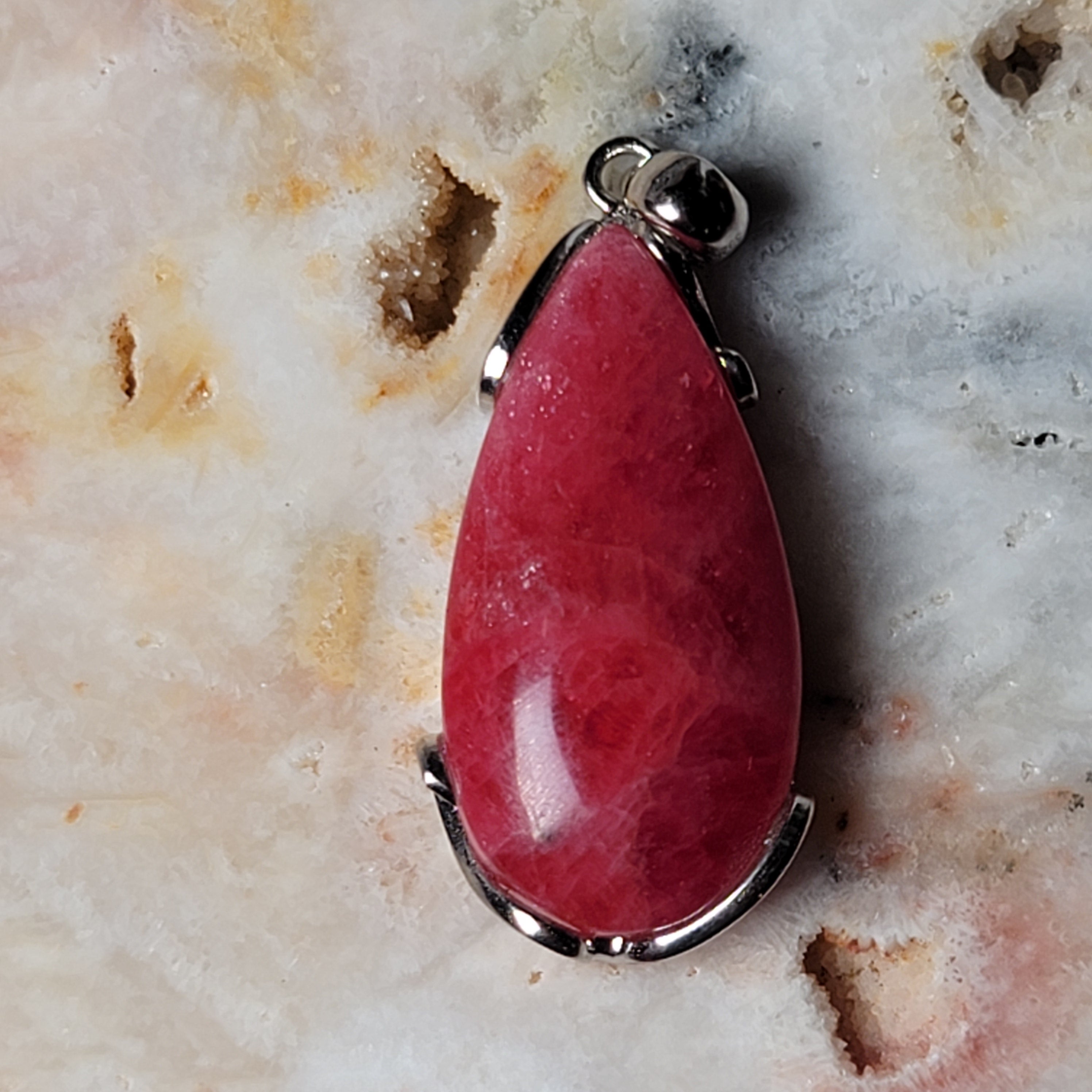 Gel Rhodonite Pendant .925 Silver for Heart Healing and Opening your Heart to Love