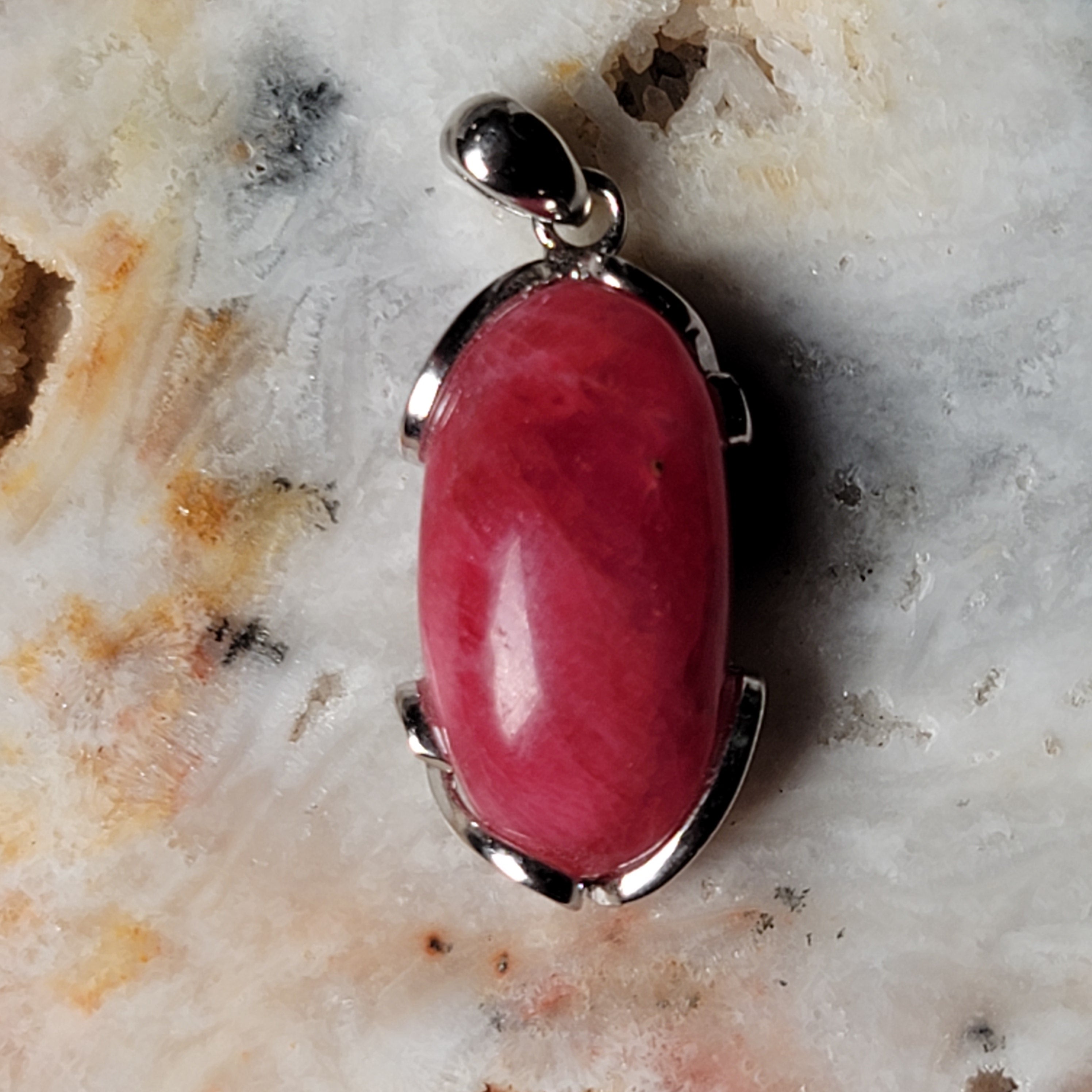 Gel Rhodonite Pendant .925 Silver for Heart Healing and Opening your Heart to Love