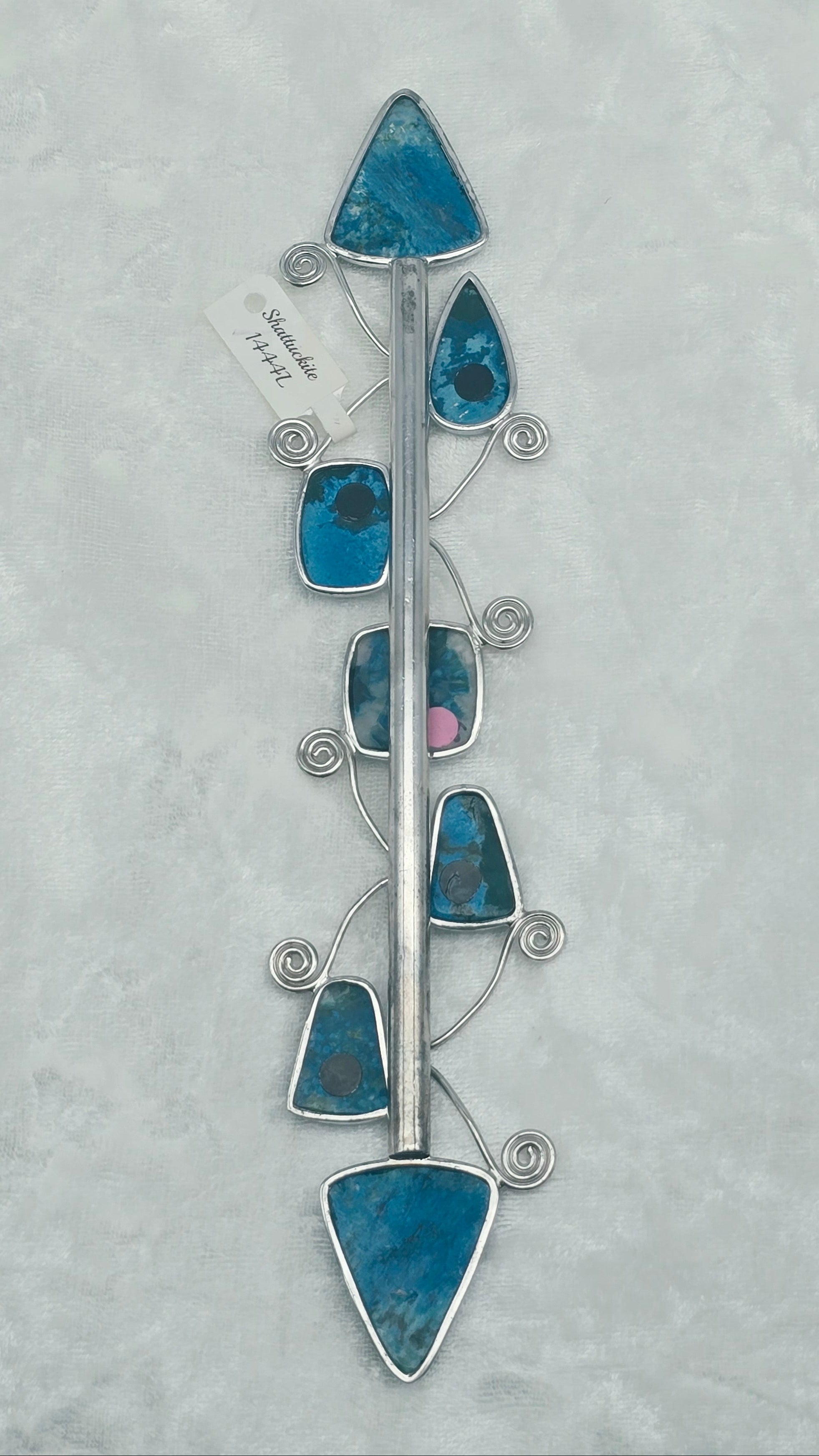 Acicular Shattuckite with Dioptase Wand .925 Silver for Truthful Communication and Soul-Level Healing