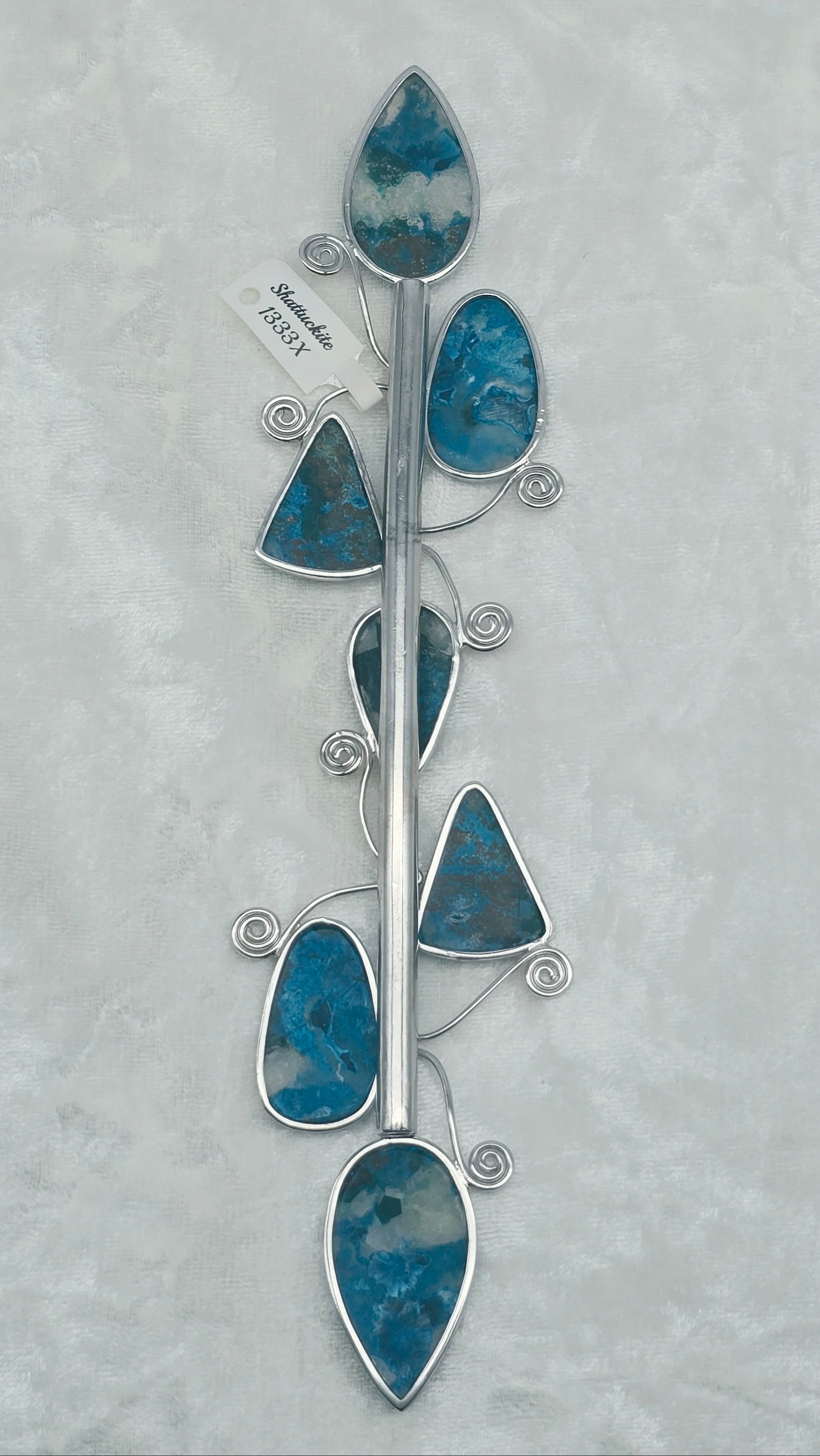 Acicular Shattuckite with Dioptase Wand .925 Silver for Truthful Communication and Soul-Level Healing