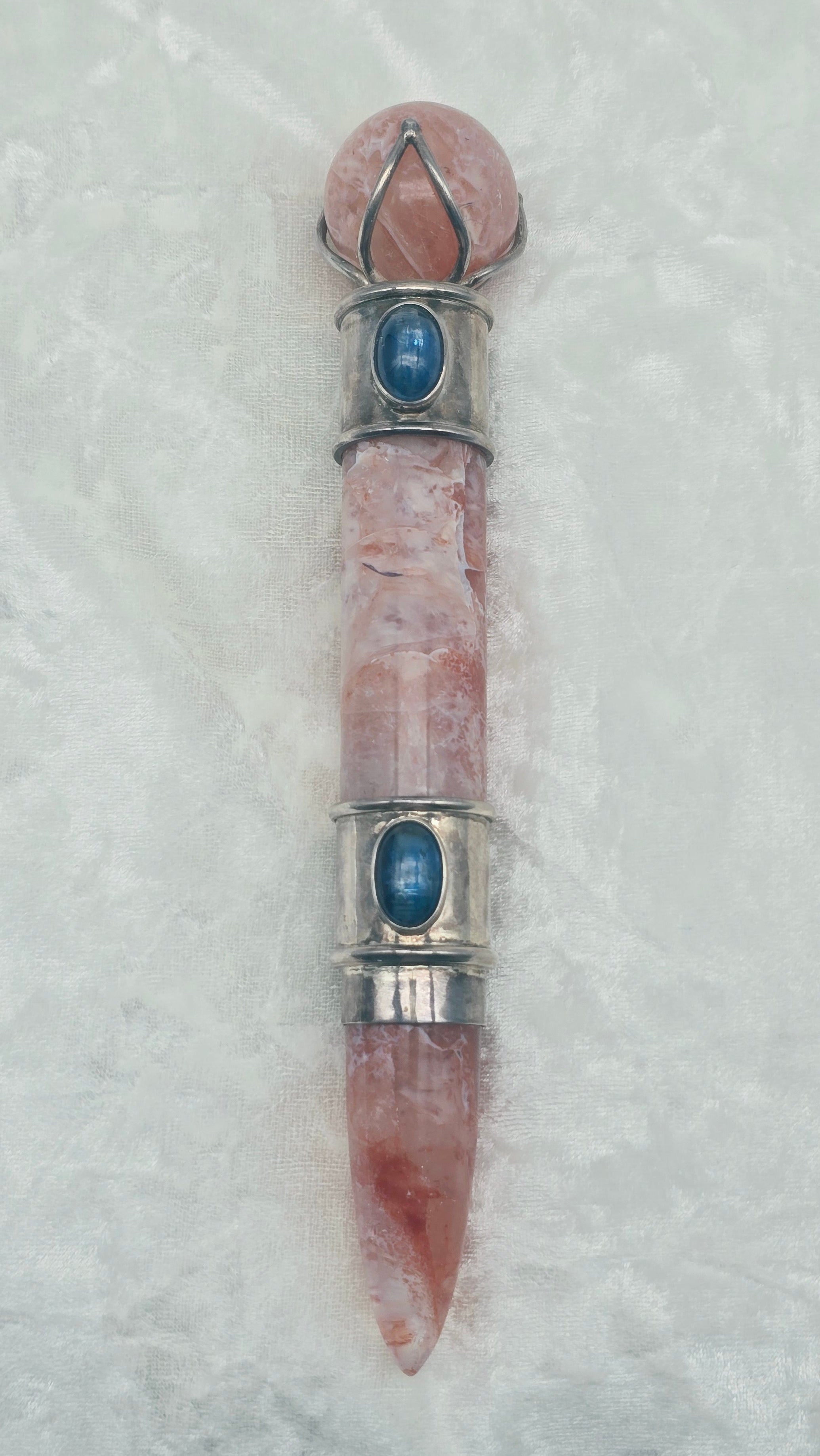 One of a Kind Magic Wand ~ Pink Fire Quartz with Blue Kyanite for Emotional Clarity and Energetic Expansion