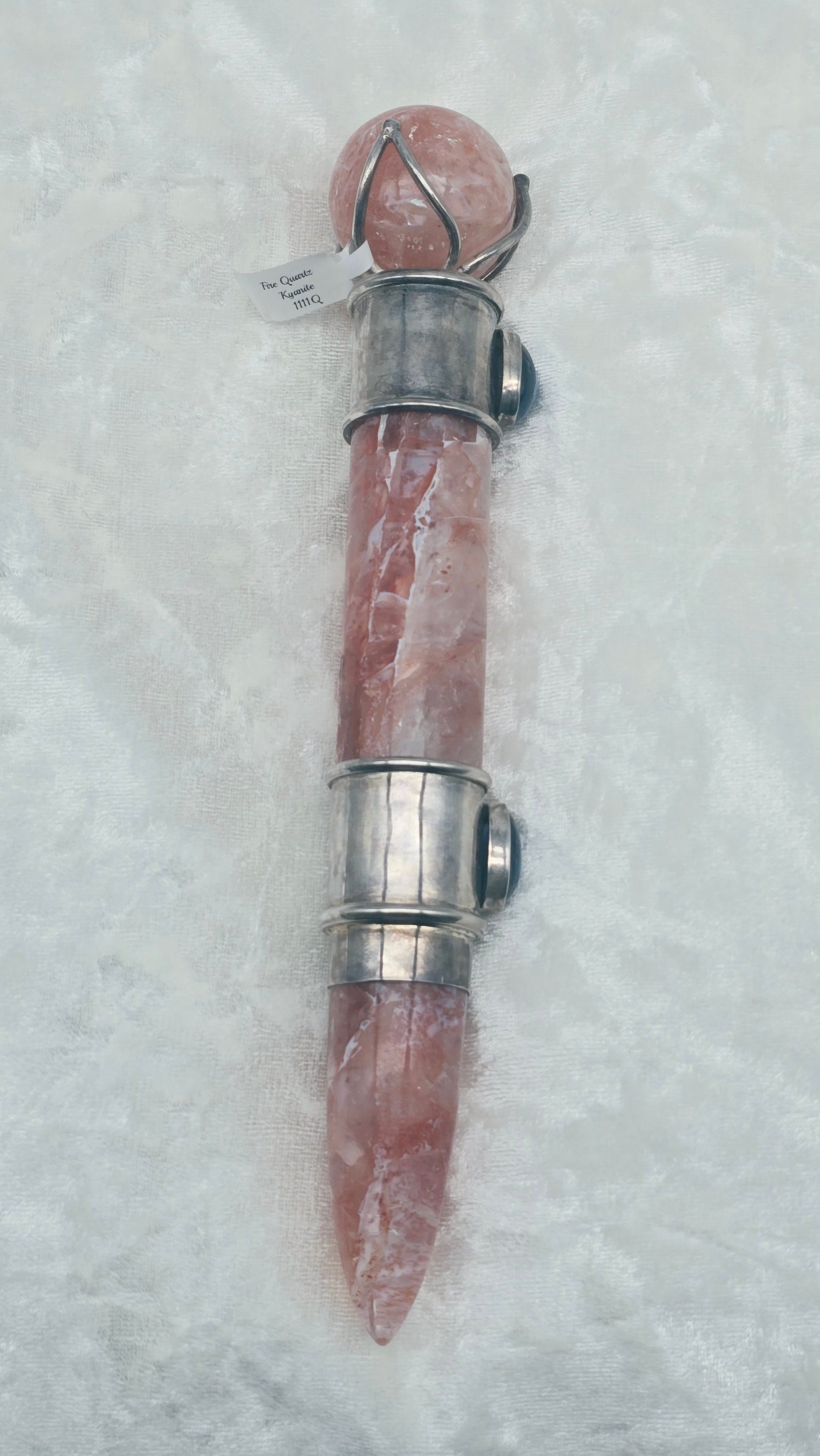 One of a Kind Magic Wand ~ Pink Fire Quartz with Blue Kyanite for Emotional Clarity and Energetic Expansion