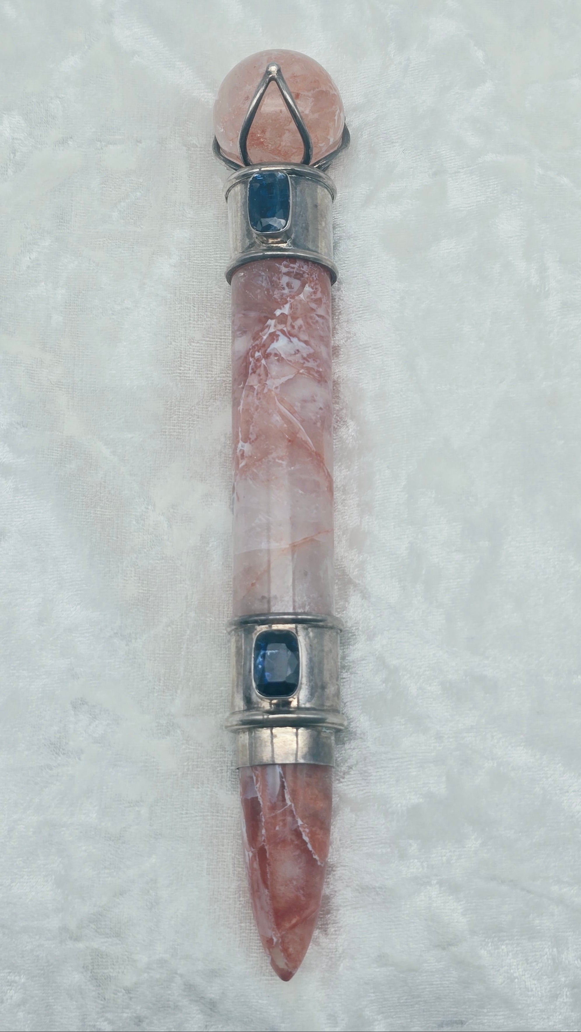 One of a Kind Magic Wand ~ Pink Fire Quartz with Blue Kyanite for Emotional Clarity and Energetic Expansion