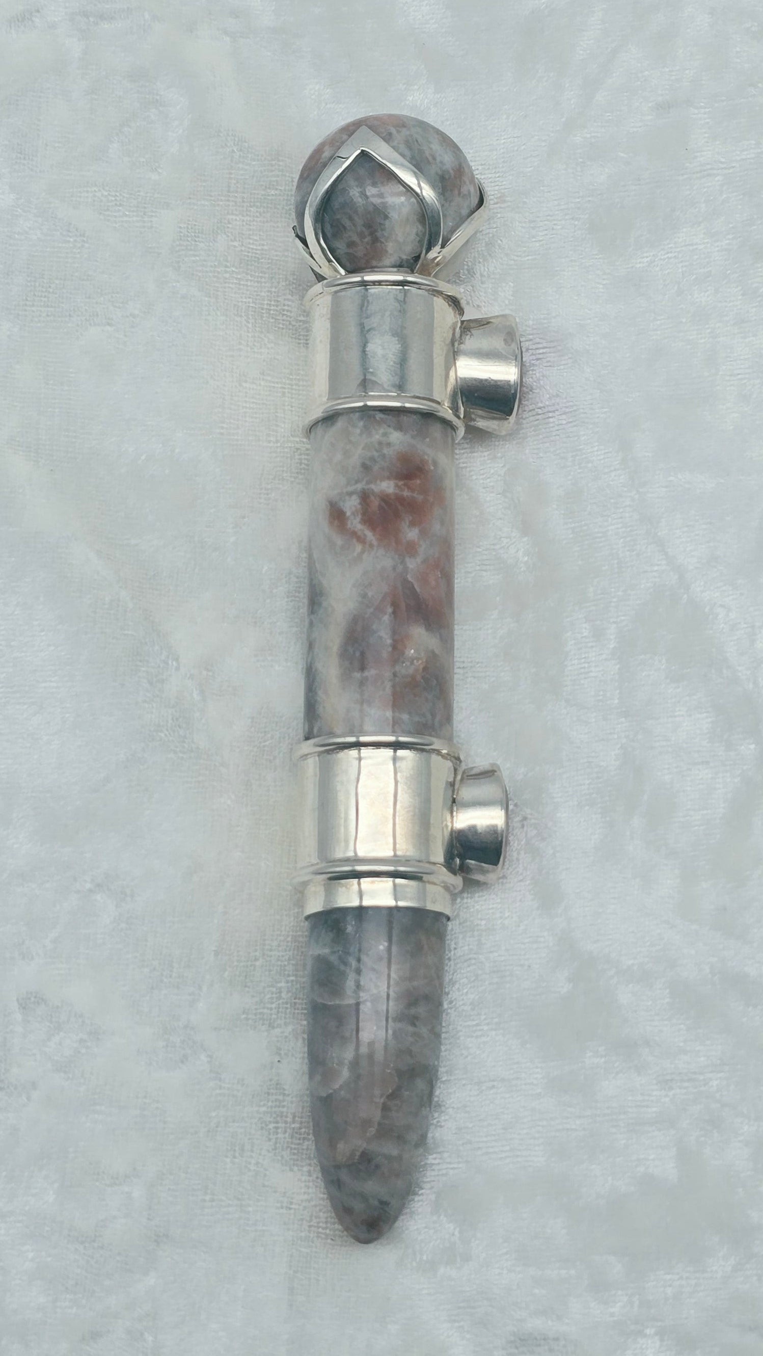 One of a Kind Magic Wand ~ Moonstone & Sunstone with Sunstone Gemstones for Harmony, Alignment with Higher Self and Love