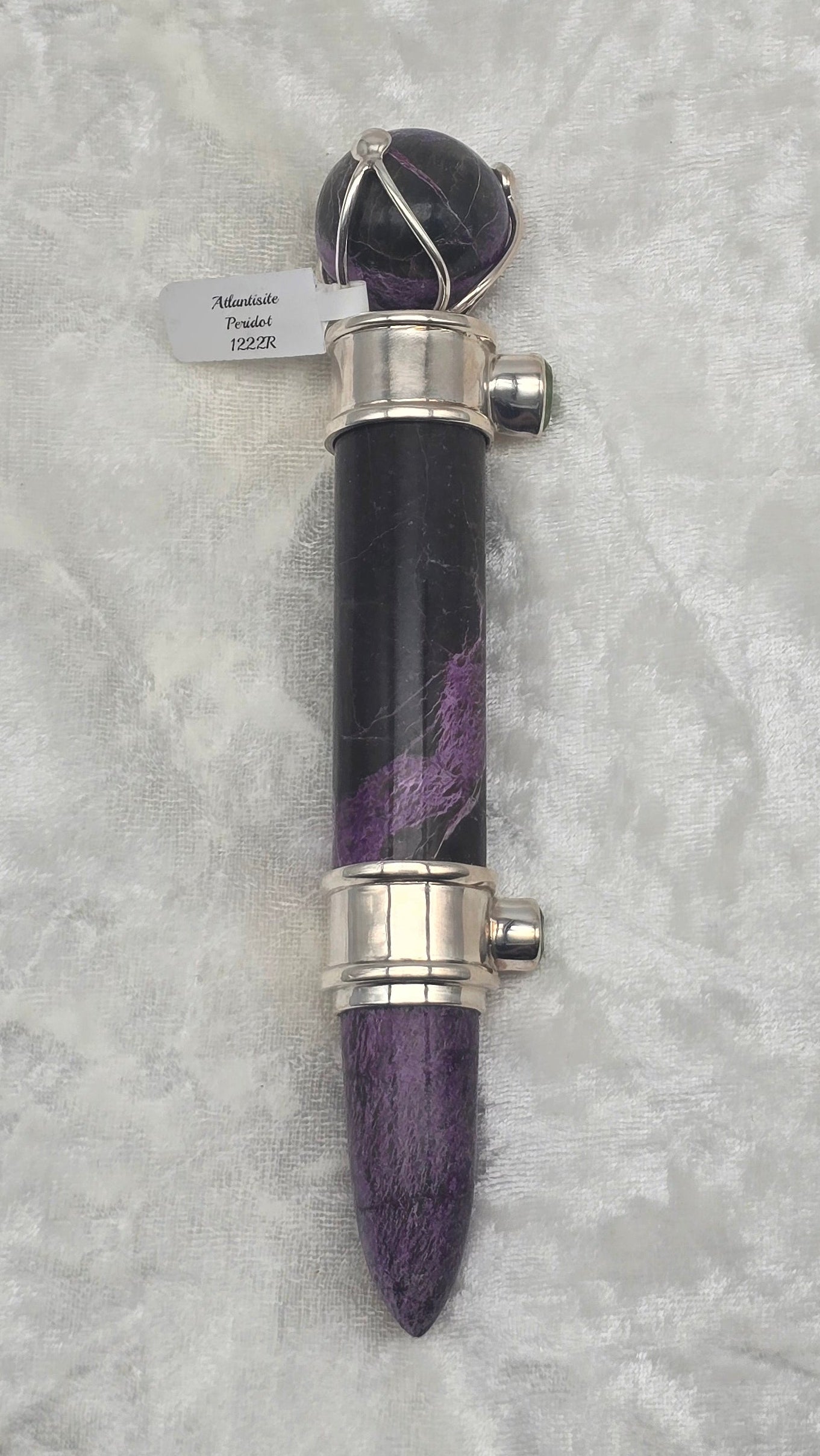 One of a Kind Magic Wand ~ Atlantisite with Peridot Gemstones for Renewal, Divine Light and Inner Peace