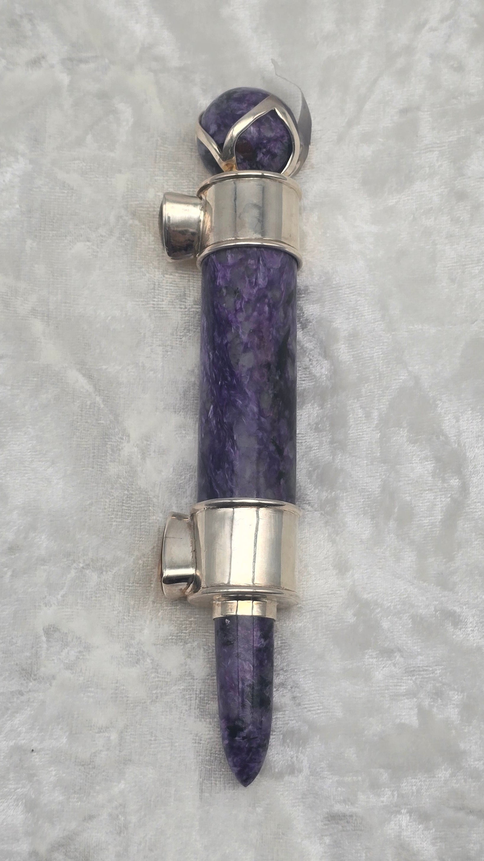 One of a Kind Magic Wand ~ Charoite with Citrine Gemstones for Inner Wisdom, Transformation and Meditation