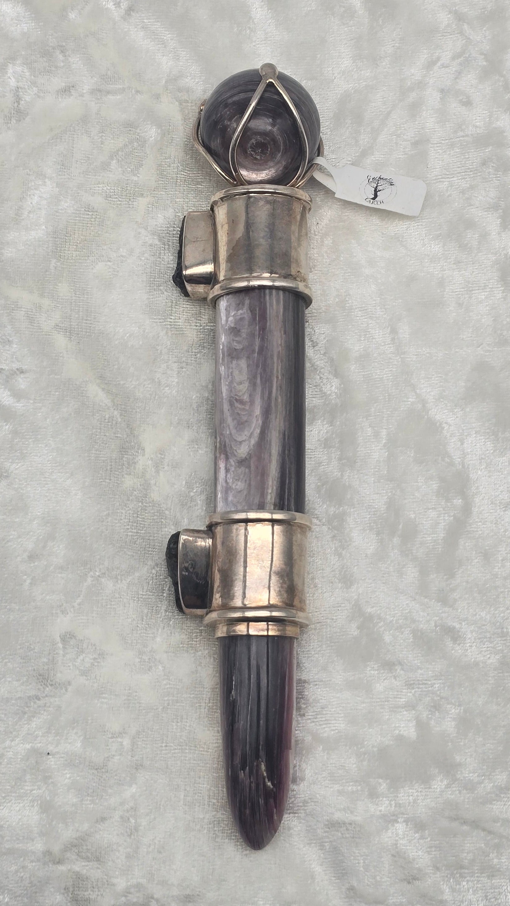 One of a Kind Magic Wand ~ Lepidolite with Moldavite Gemstones for Manifesting your Desires and Transforming your Reality