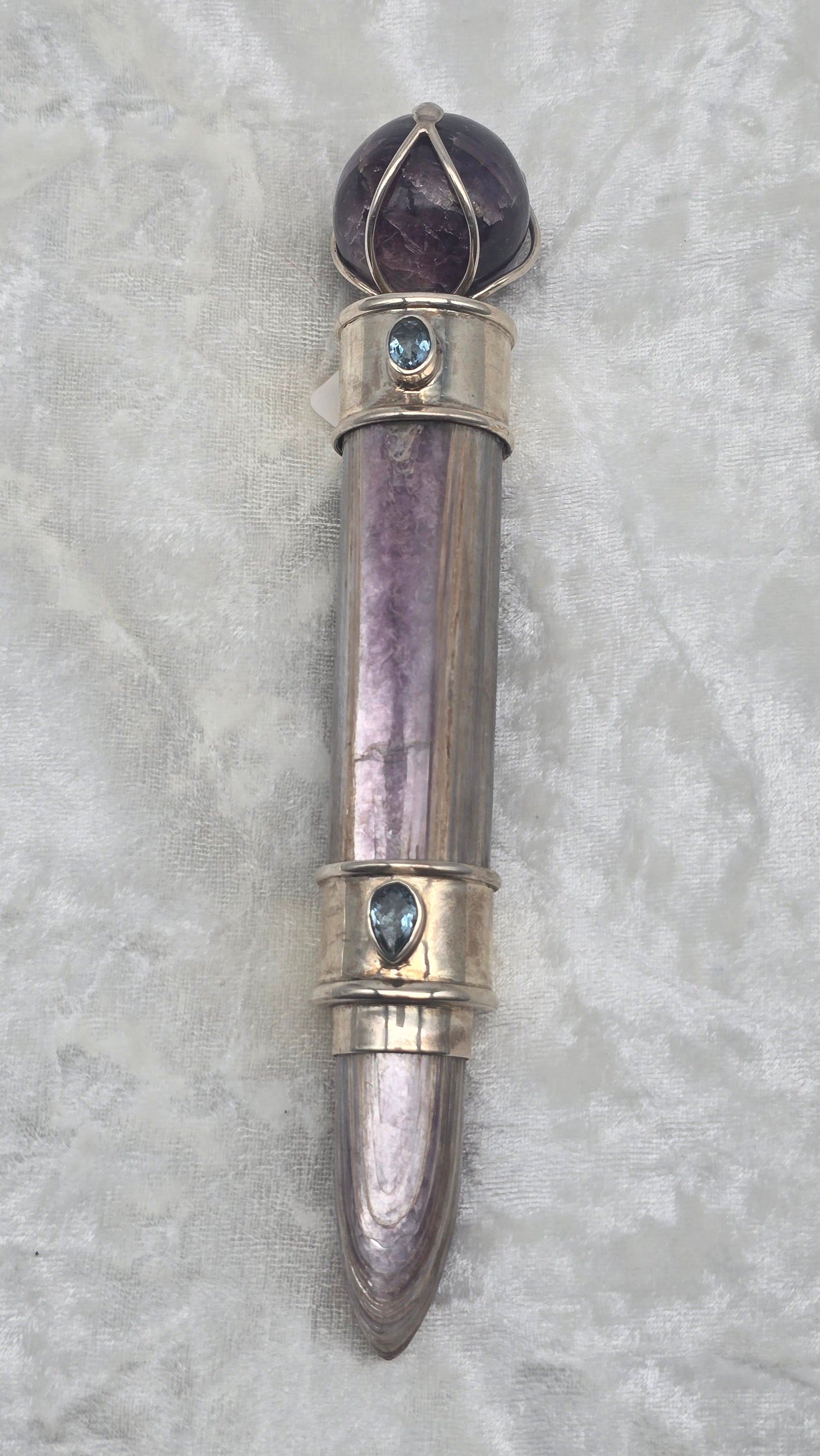 One of a Kind Magic Wand ~ Lepidolite with Aquamarine Gemstones for Manifesting your Desires and Transforming your Reality