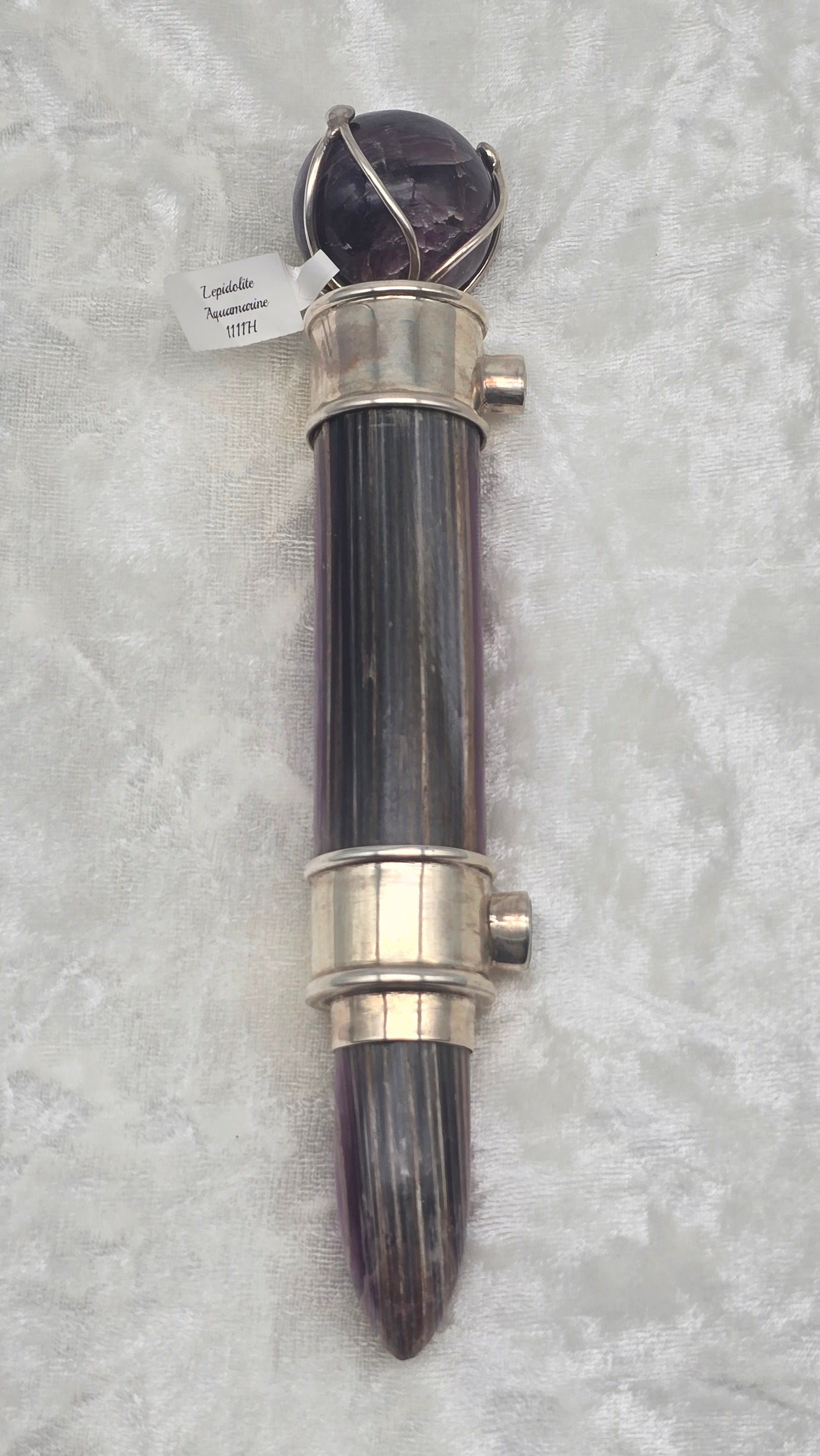 One of a Kind Magic Wand ~ Lepidolite with Aquamarine Gemstones for Manifesting your Desires and Transforming your Reality