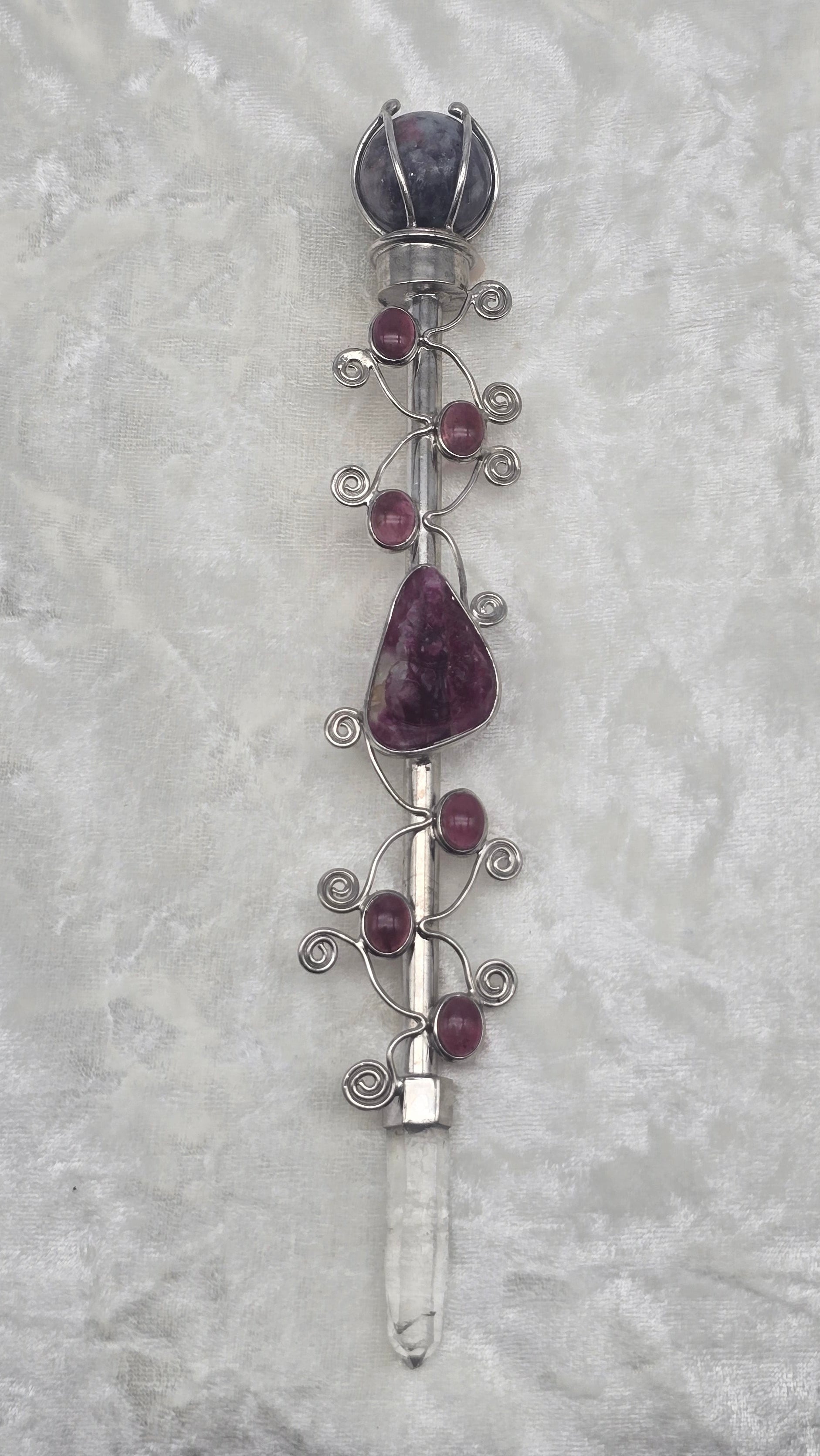 One of a Kind Magic Wand ~ Pink Tourmaline Wand with Carved Ganesha and Quartz Point for Abundance, Love and Manifesting your Heart's Desires