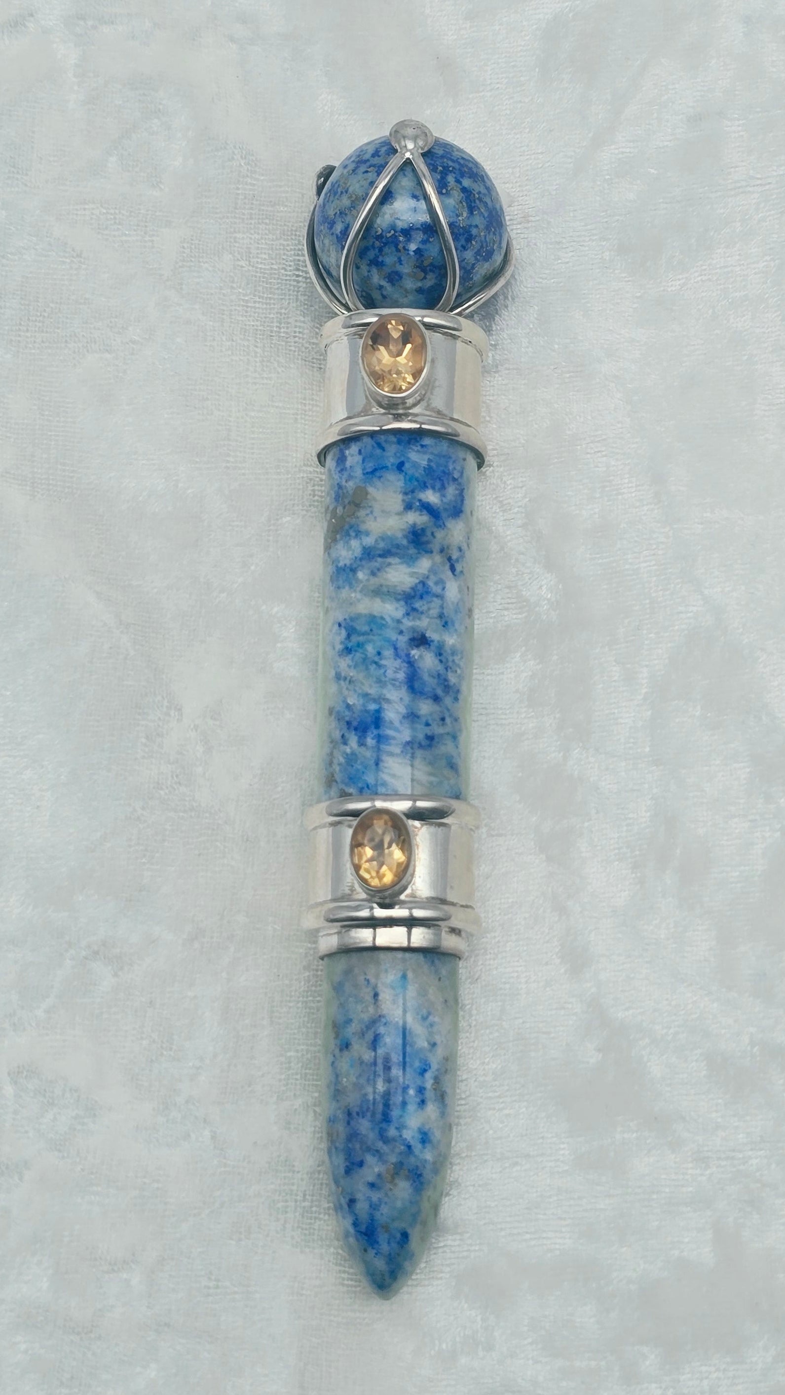 One of a Kind Magic Wand ~ Afghanite with Citrine Gemstones for Inner Wisdom, Transformation and Meditation