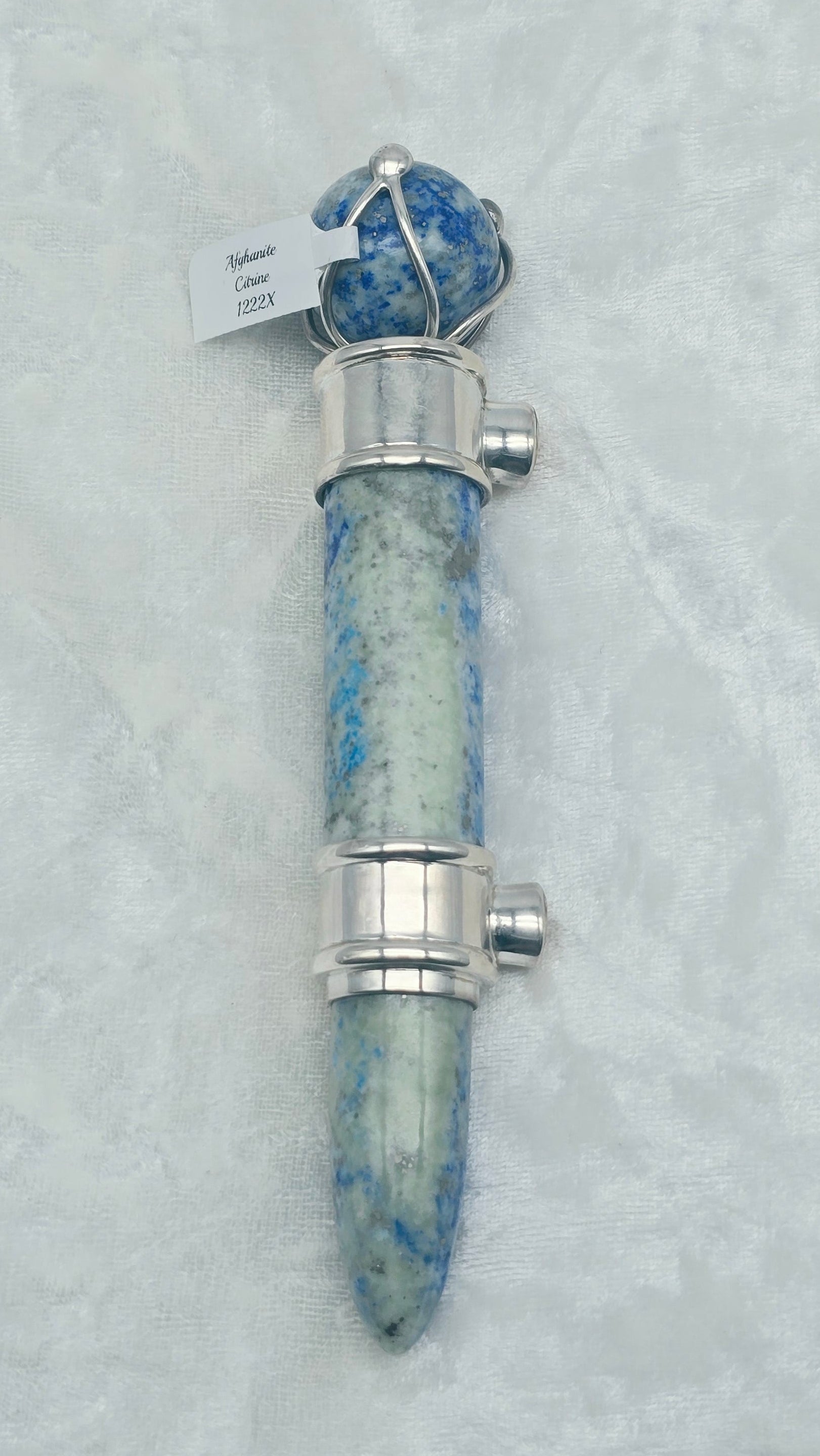 One of a Kind Magic Wand ~ Afghanite with Citrine Gemstones for Inner Wisdom, Transformation and Meditation
