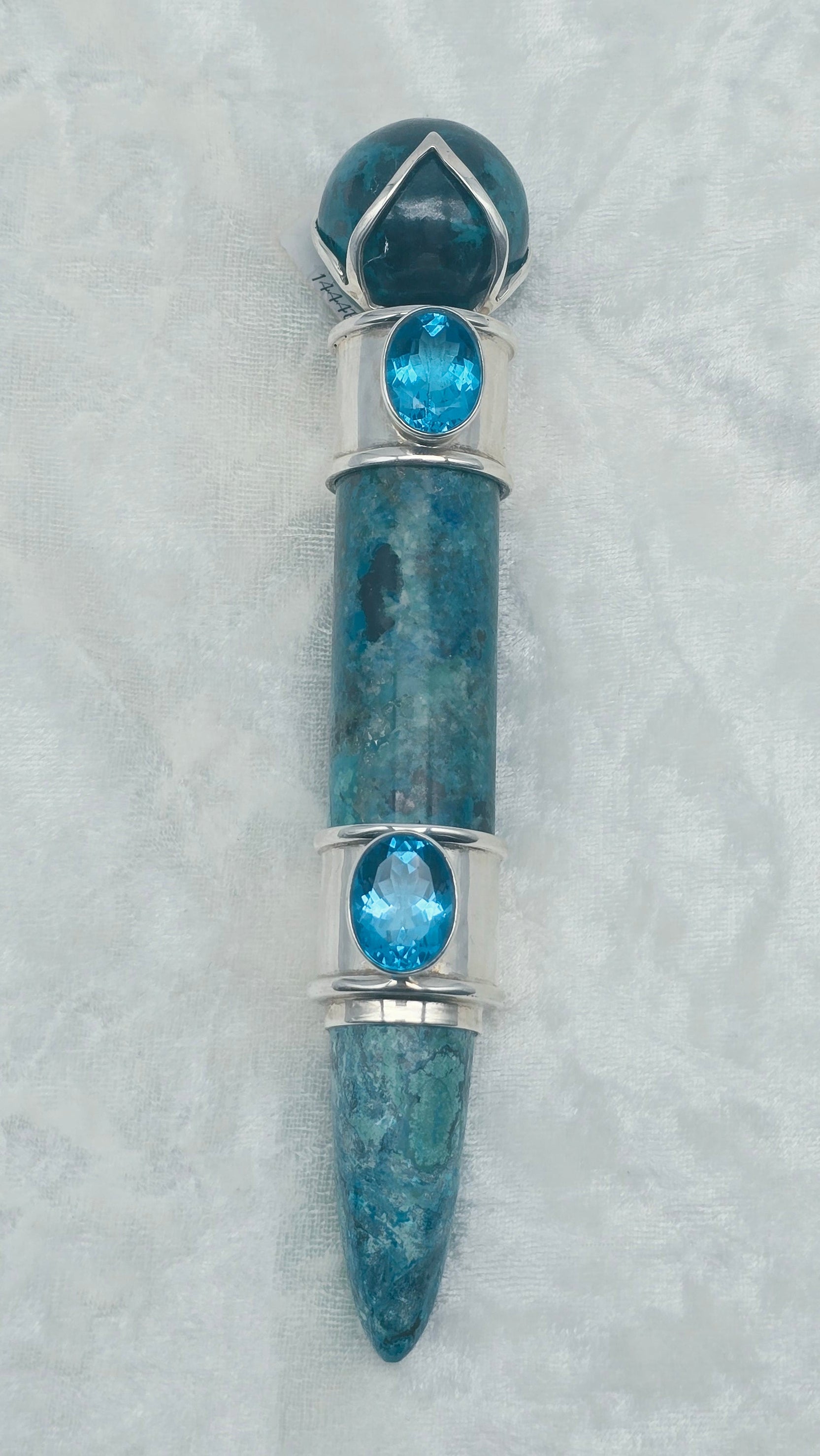 One of a Kind Magic Wand ~ Shattuckite with Blue Topaz Gemstones for Divine Insight, Truth and Love