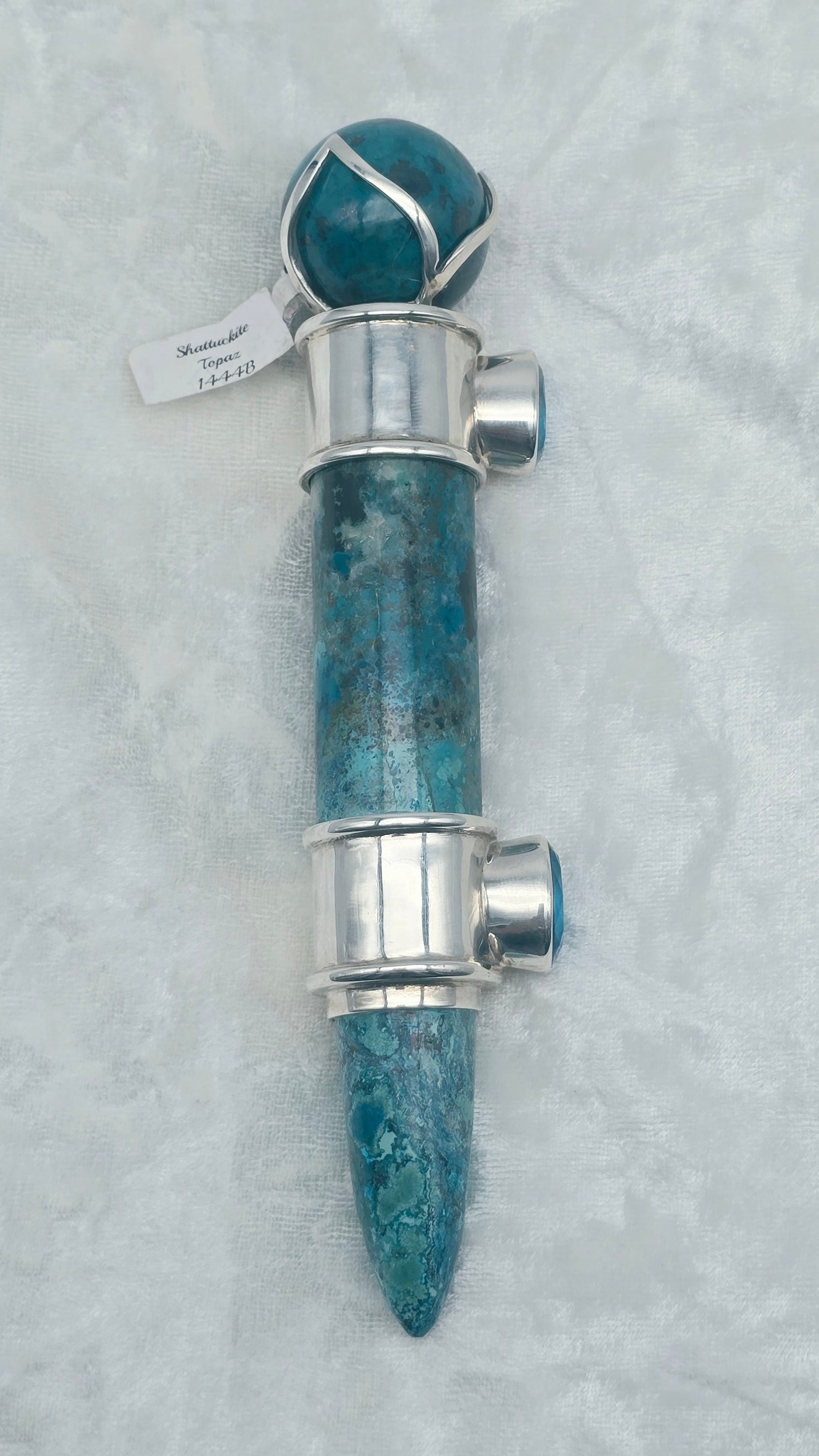 One of a Kind Magic Wand ~ Shattuckite with Blue Topaz Gemstones for Divine Insight, Truth and Love