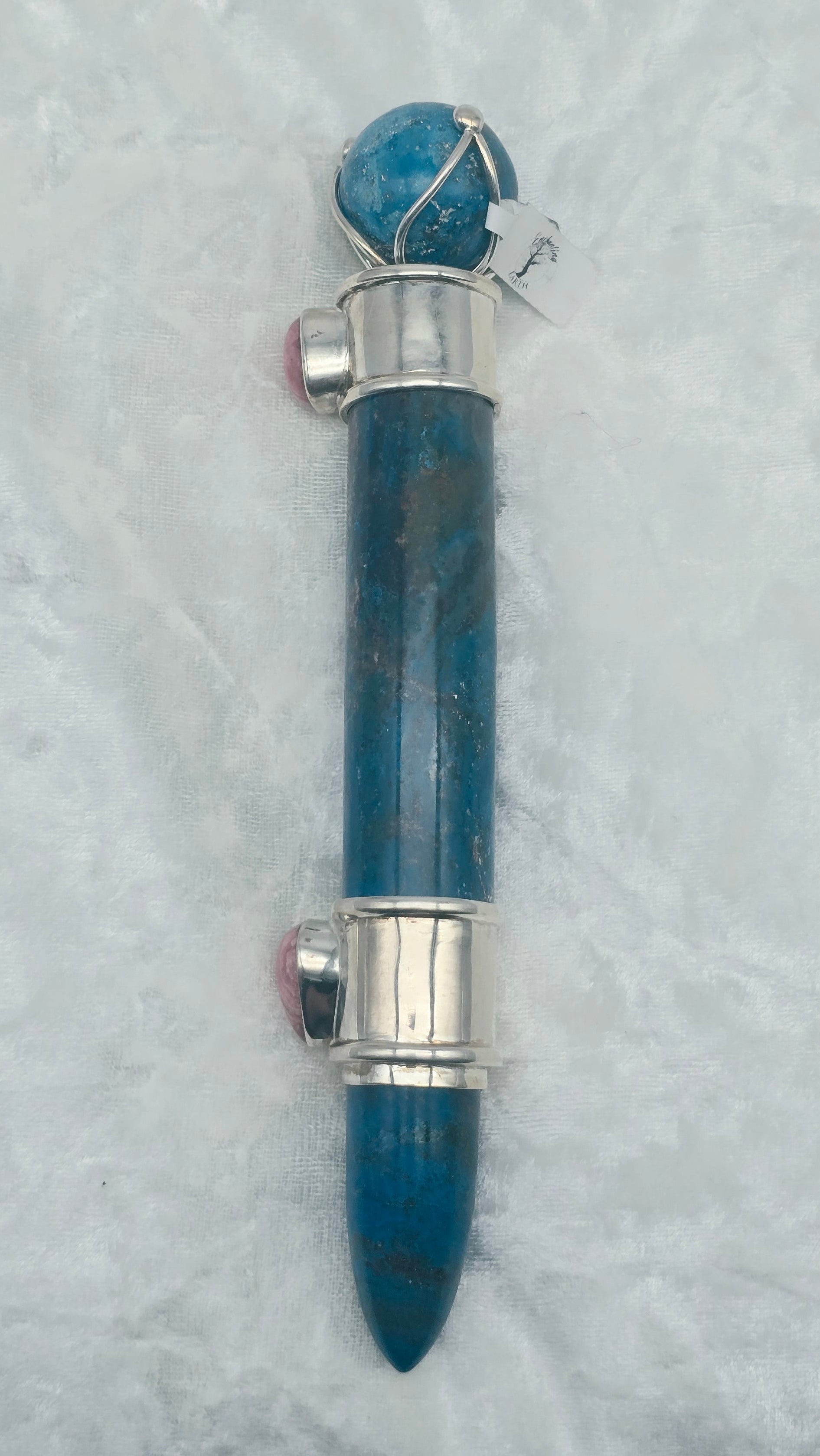 One of a Kind Magic Wand ~ Shattuckite with Rhodochrosite Gemstones for Divine Insight, Truth and Love