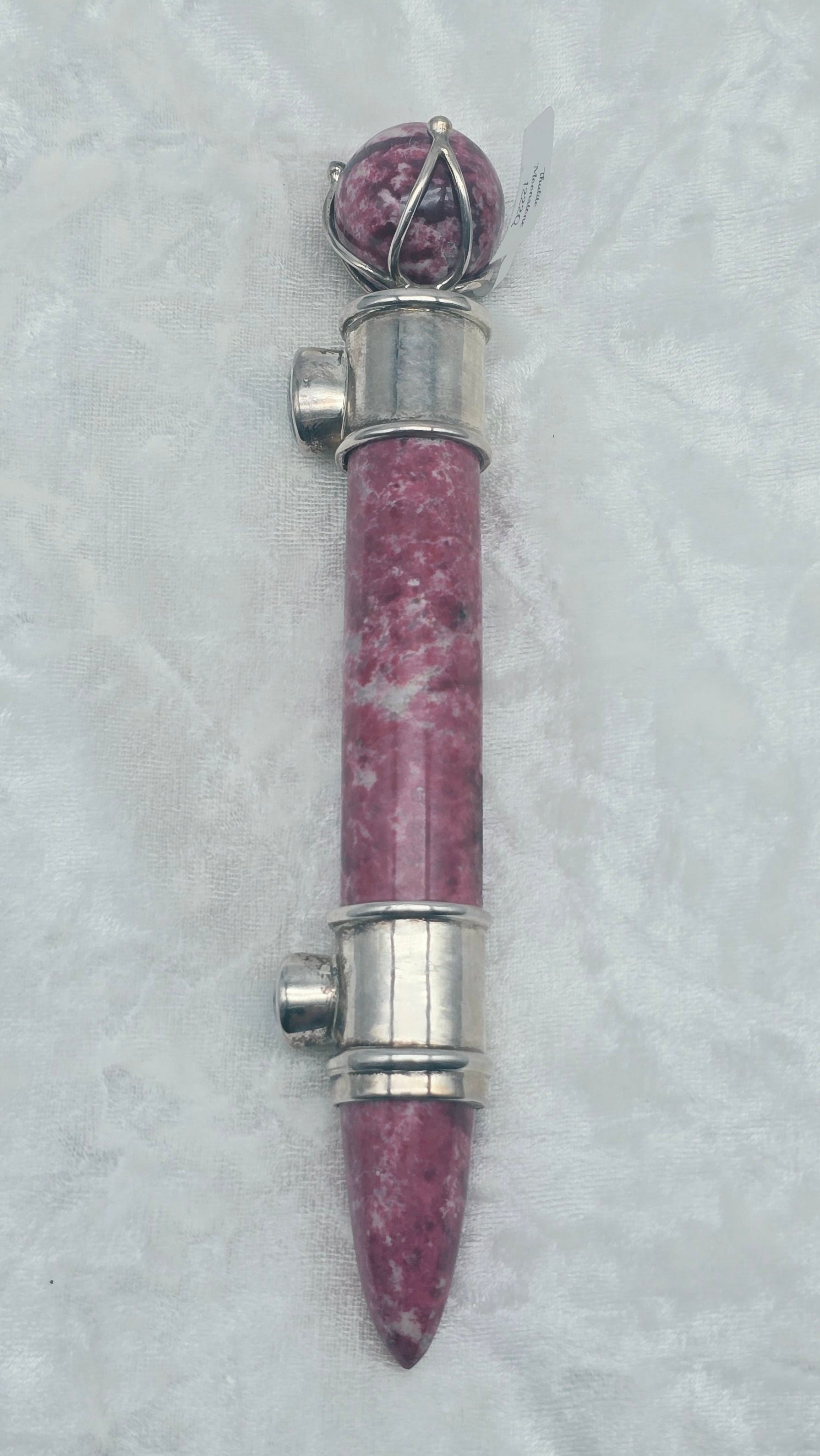 One of a Kind Magic Wand ~ Thulite with Rainbow Moonstone Gemstones for New Beginnings, Manifesting Love and Creative Expression