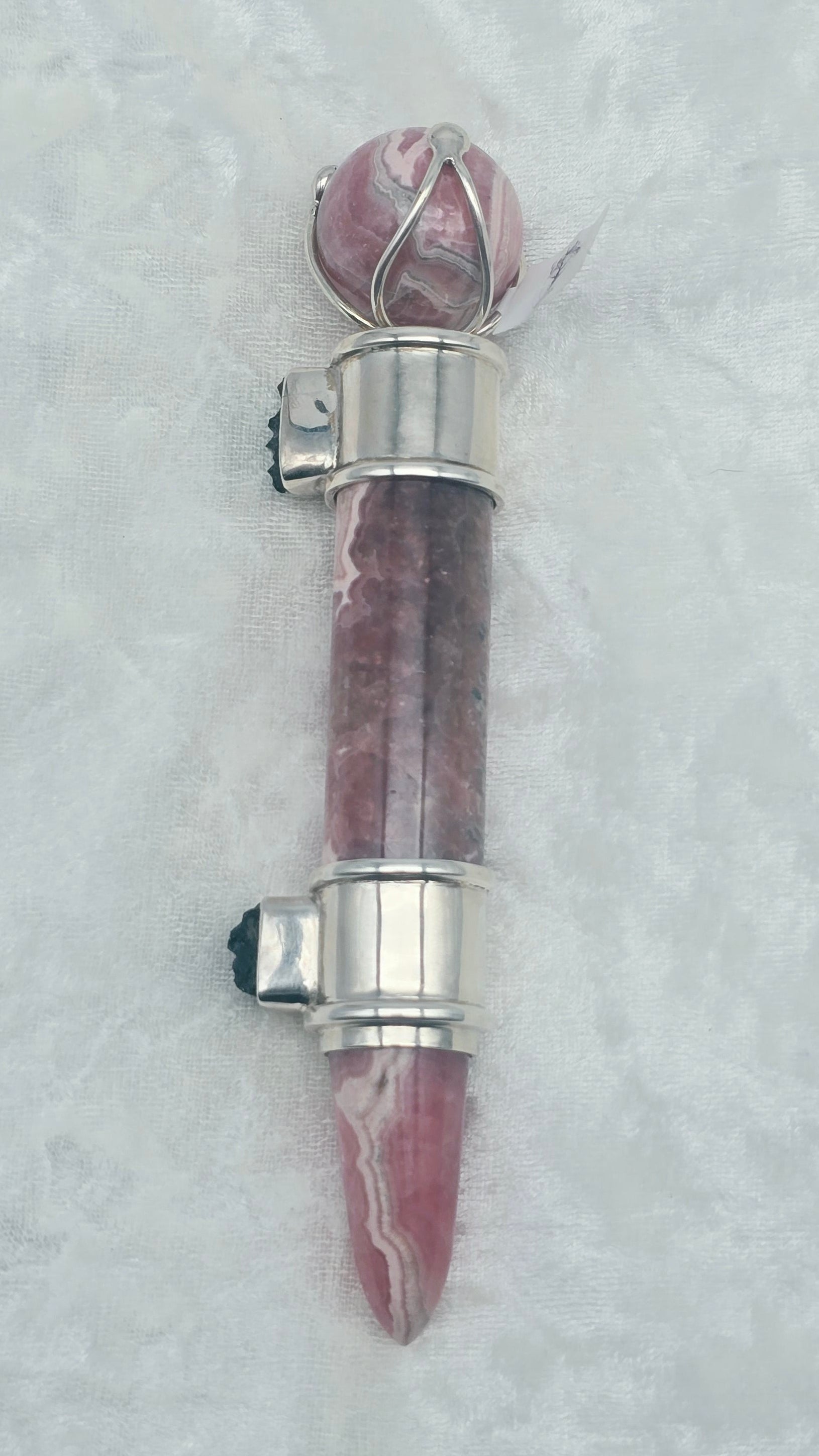 One of a Kind Magic Wand ~ Rhodochrosite with Moldavite Gemstones for Manifesting your Desires and Transforming your Reality
