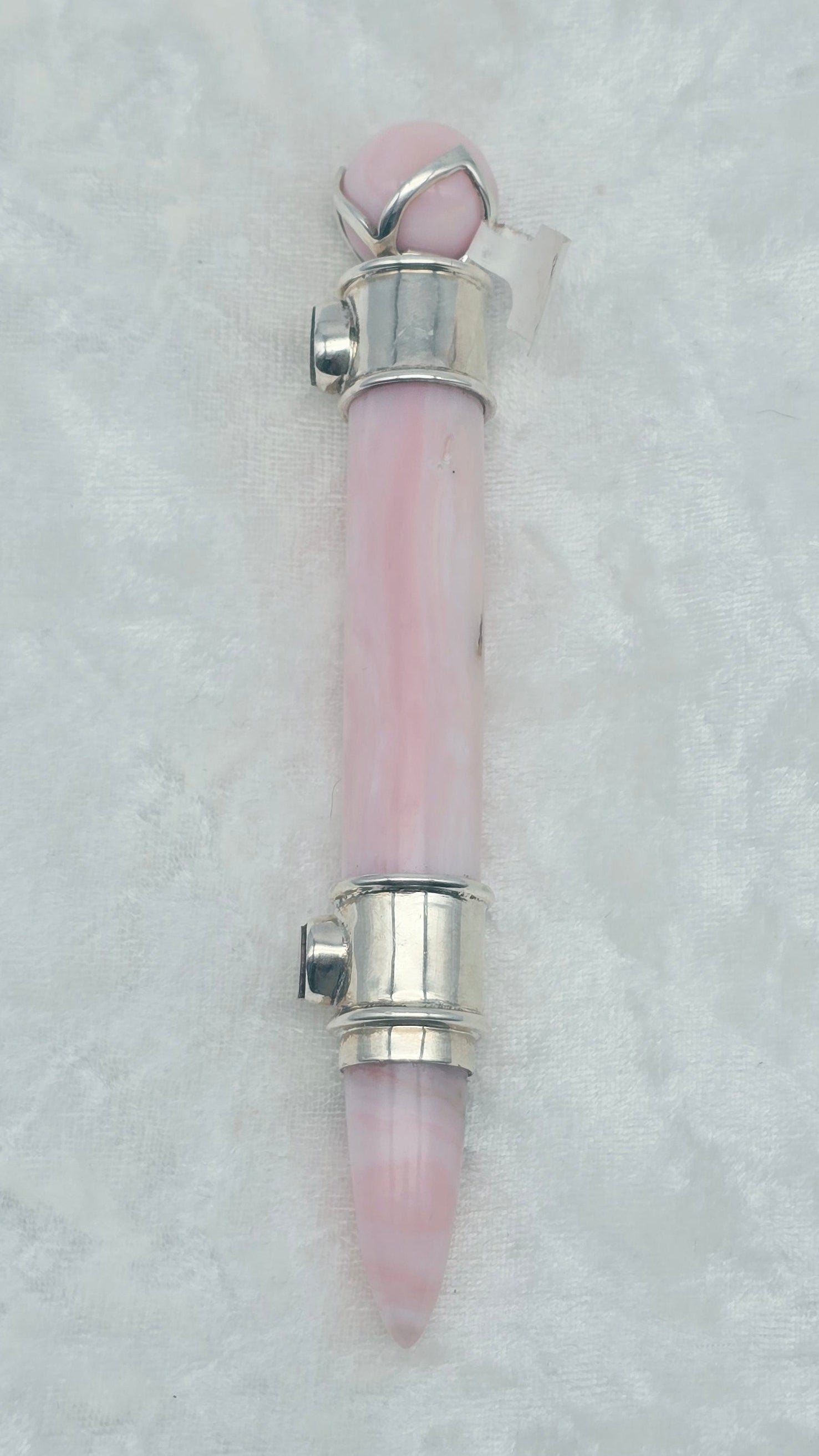 One of a Kind Magic Wand ~ Pink Opal Wand with Watermelon Tourmaline Slices for Compassion, Forgiveness and Profound Heart Healing