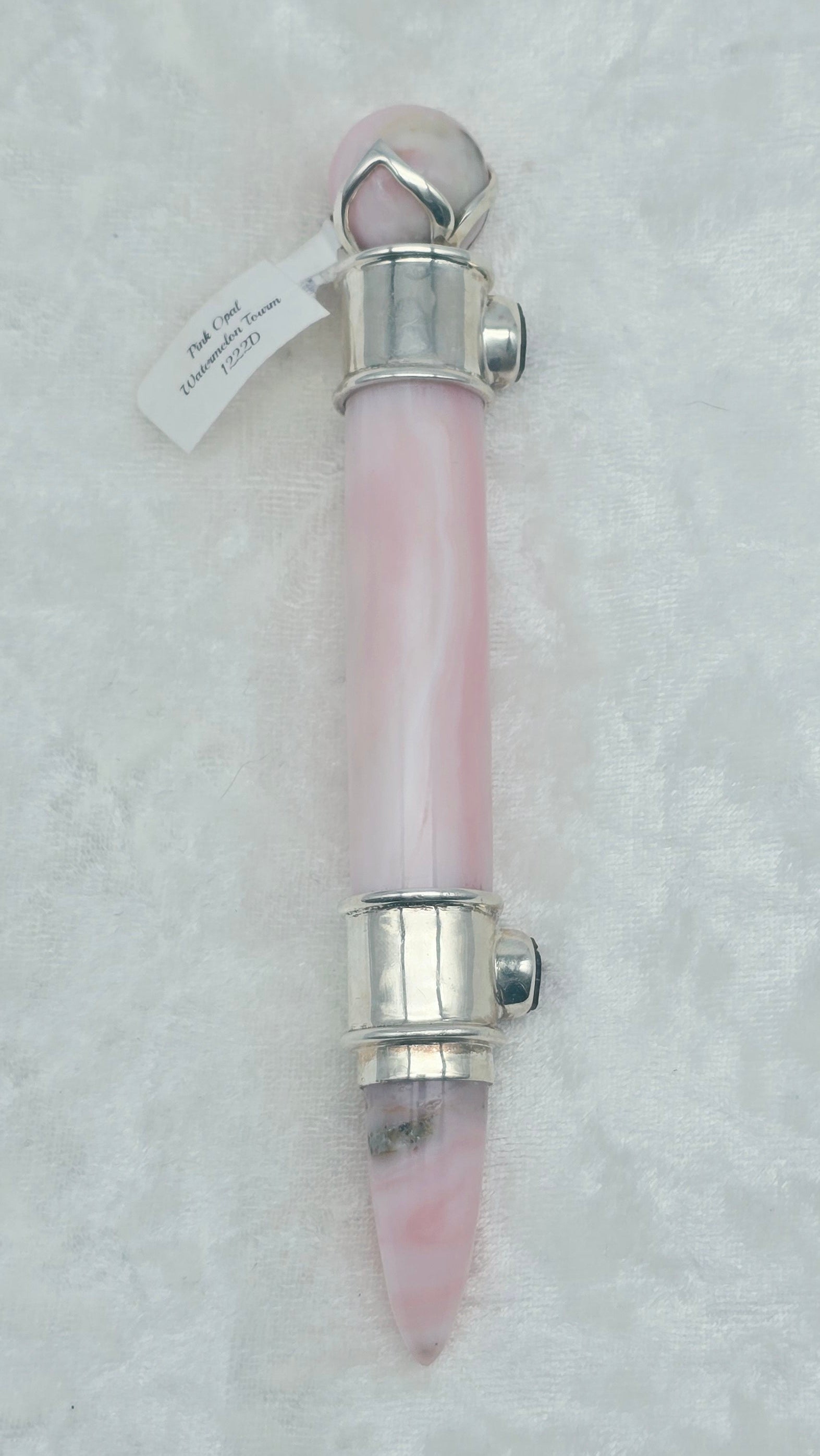 One of a Kind Magic Wand ~ Pink Opal Wand with Watermelon Tourmaline Slices for Compassion, Forgiveness and Profound Heart Healing