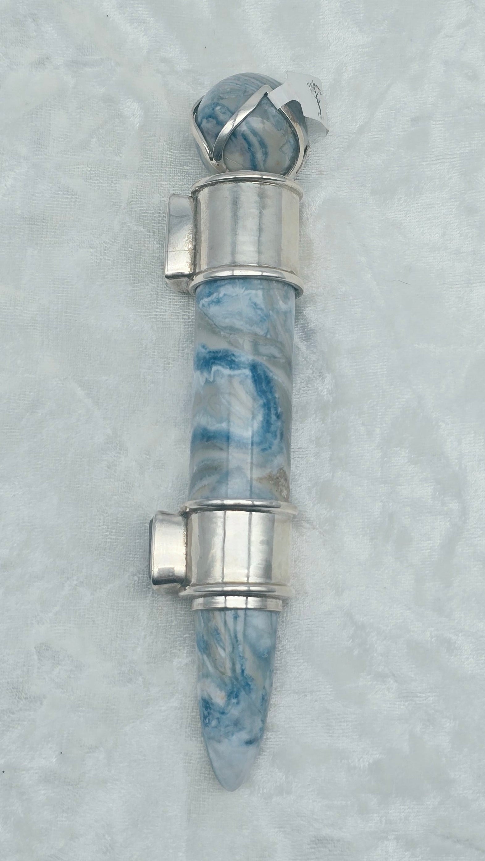One of a Kind Magic Wand ~ Blue Scheelite with Rainbow Scapolite Gemstones for Self-Discovery, Transformation and World Healing