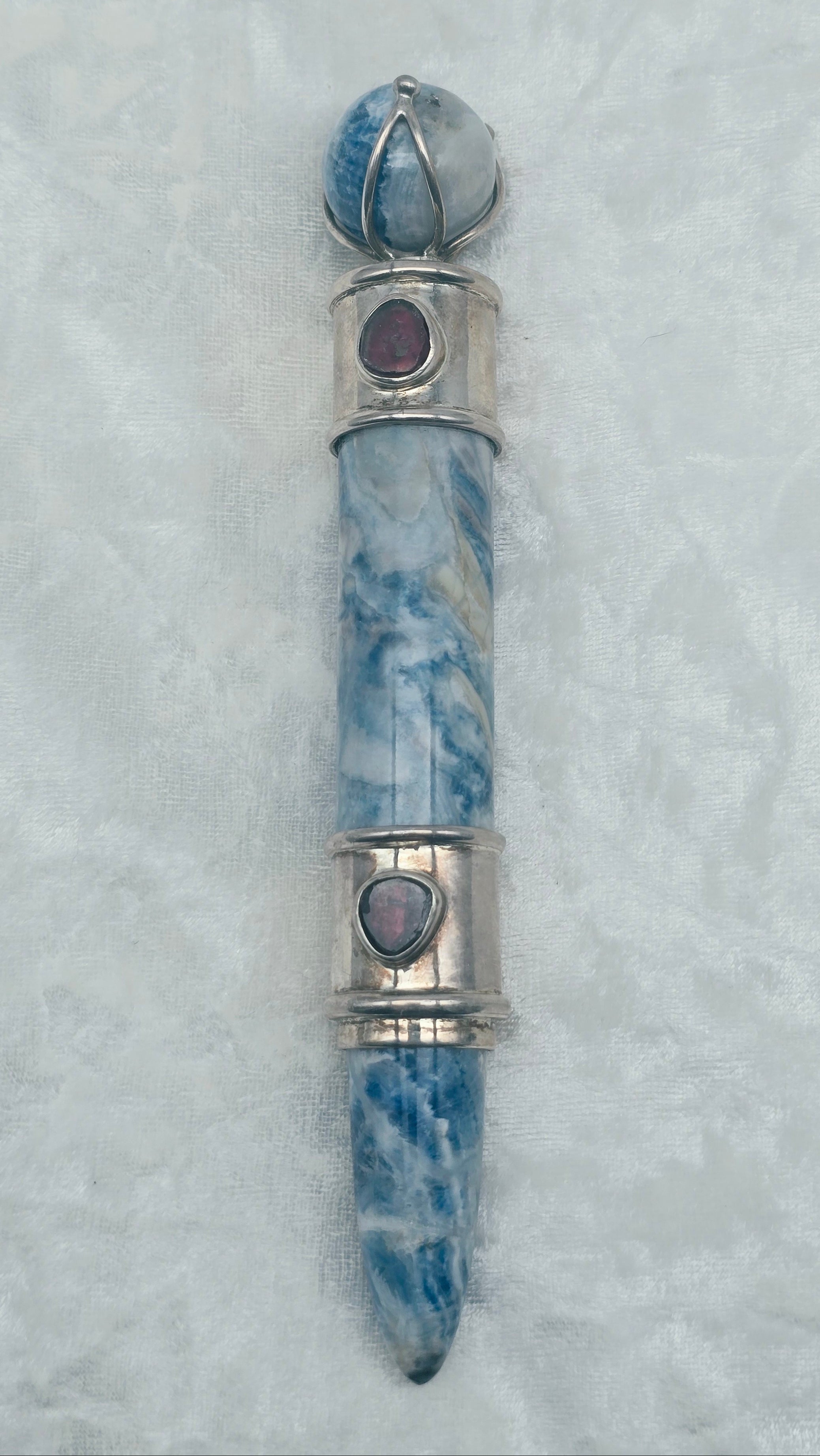 One of a Kind Magic Wand ~ Blue Scheelite & Tourmaline Goddess Wand for Peace of Mind and Sleep