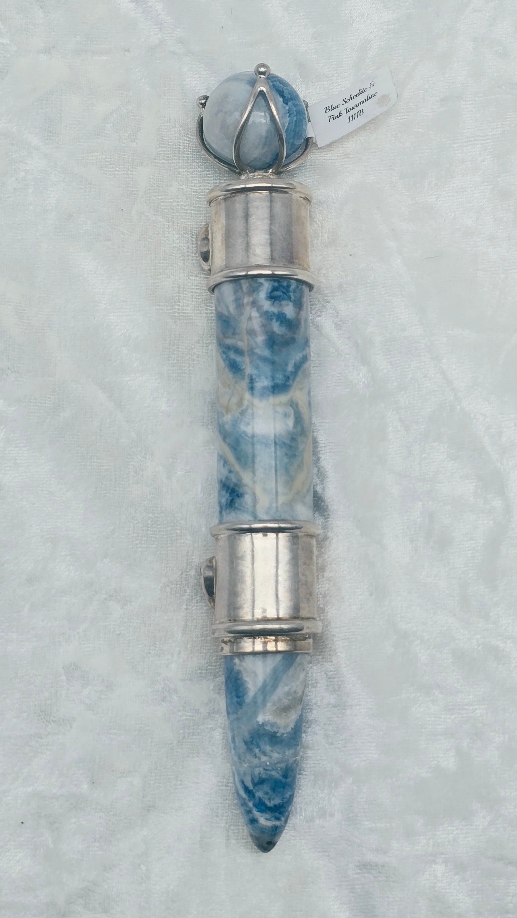 One of a Kind Magic Wand ~ Blue Scheelite & Tourmaline Goddess Wand for Peace of Mind and Sleep