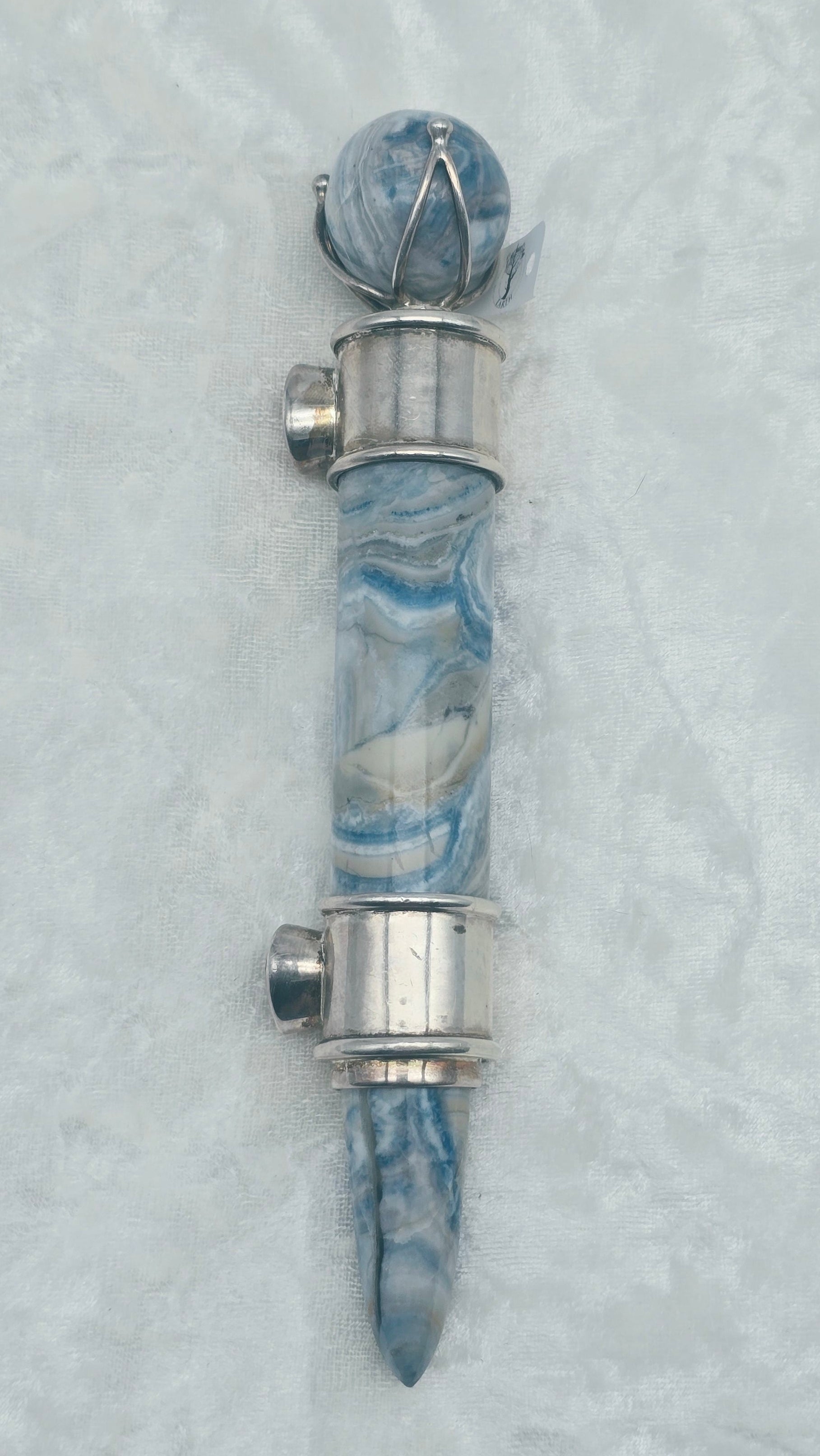One of a Kind Magic Wand ~ Blue Scheelite with Sunstone Gemstones for Confidence & Strength