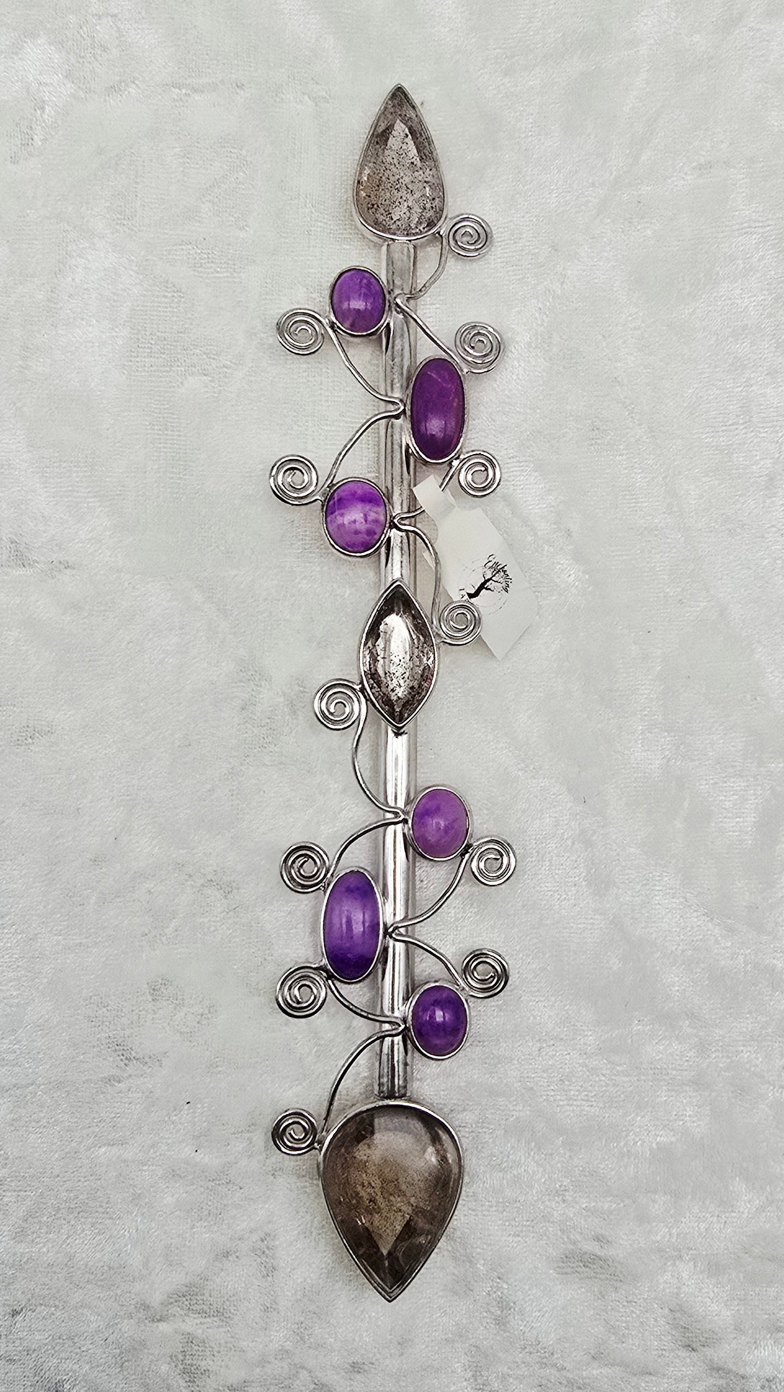 One of a Kind Magic Wand ~ Sugilite with Pink Fire Quartz Covellite Gemstones for Alignment with Higher Self, Master Healing, Enlightenment and Spiritual Connection